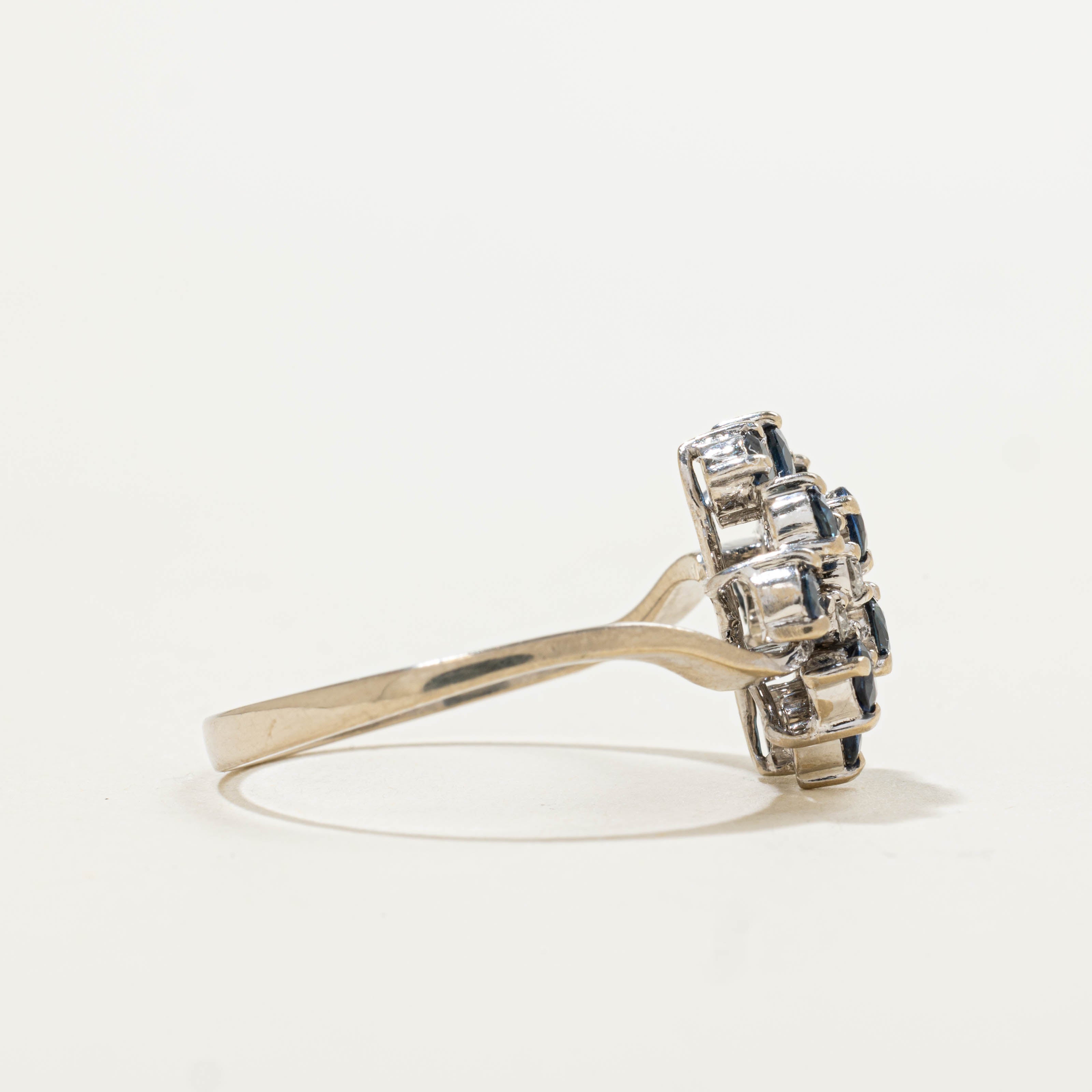 14k Scattered Sapphire & Diamond Openwork Ring | 0.90ctw, 0.06ctw | SZ 8.75