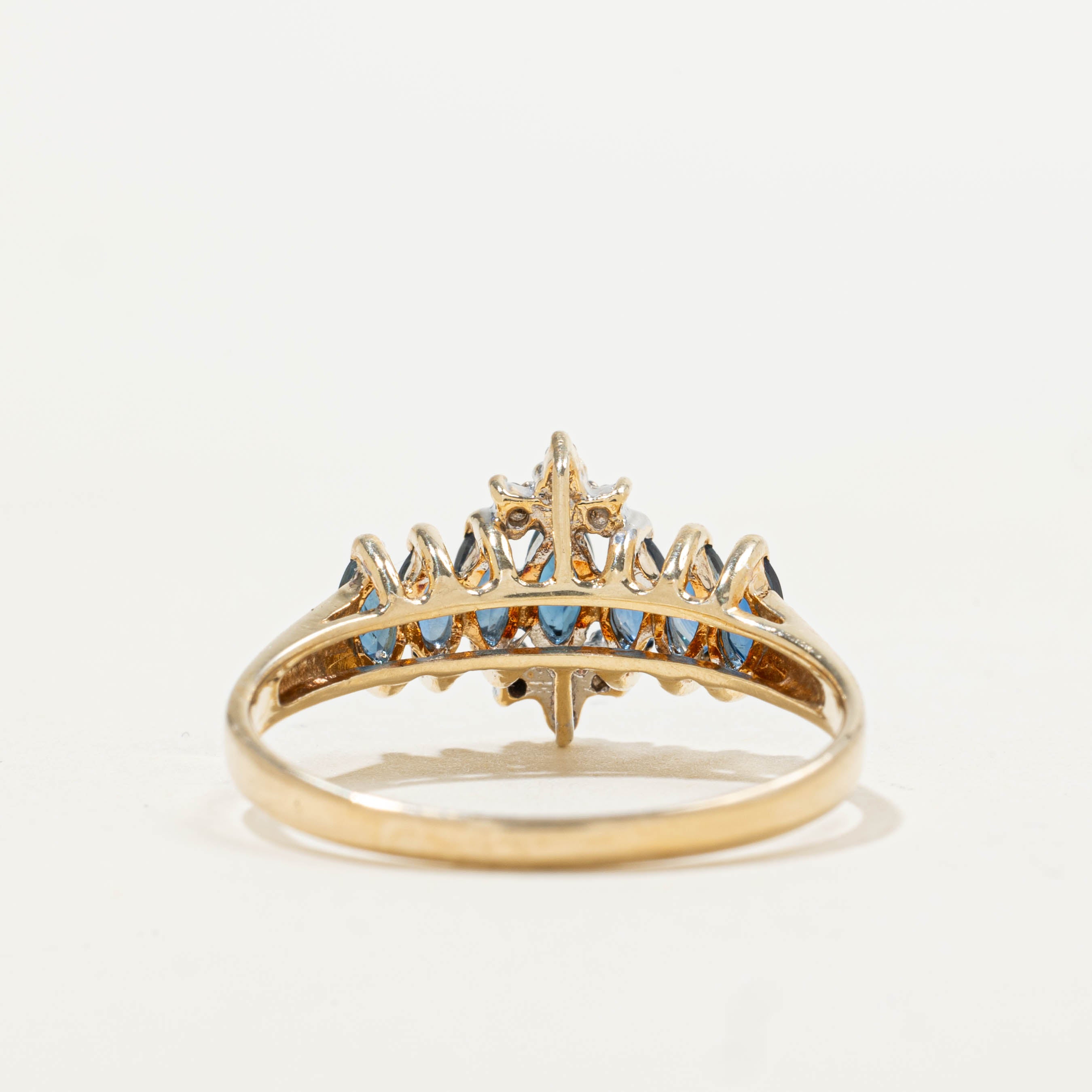 10k Sapphire & Diamond Row Ring | 0.48ctw, 0.02ctw | SZ 8