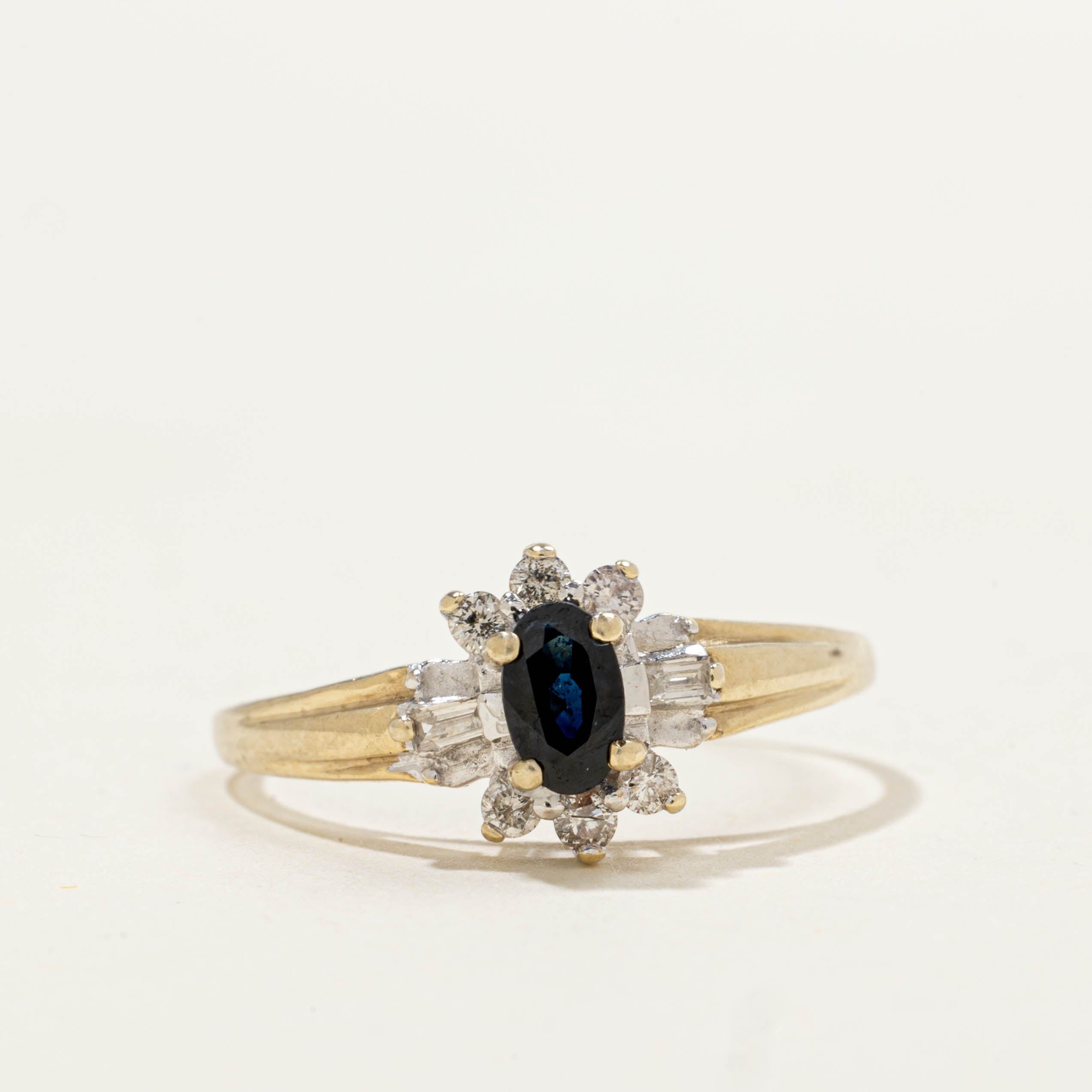 10k Sapphire & Diamond Petal Ring | 0.22ct, 0.05ctw | SZ 7