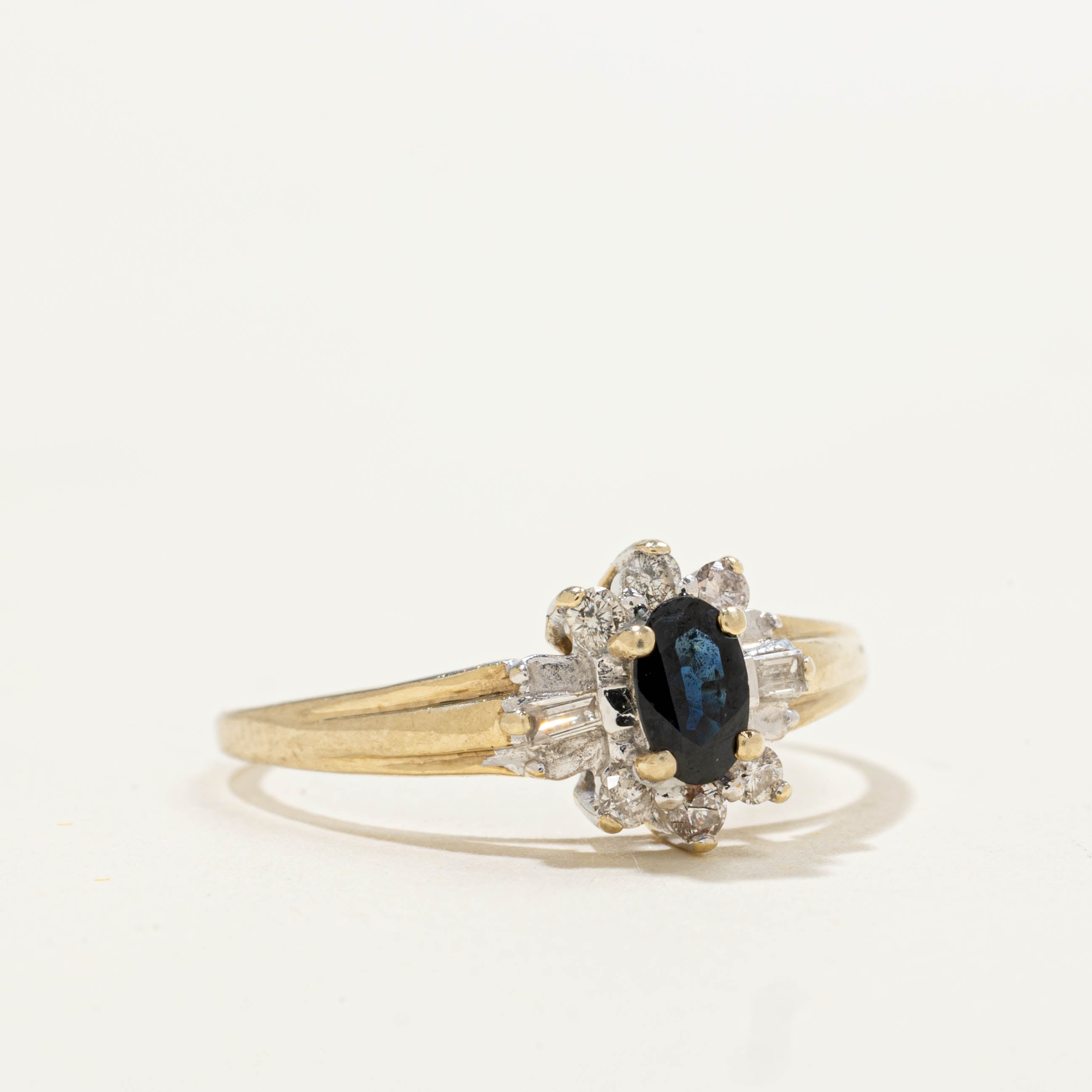 10k Sapphire & Diamond Petal Ring | 0.22ct, 0.05ctw | SZ 7