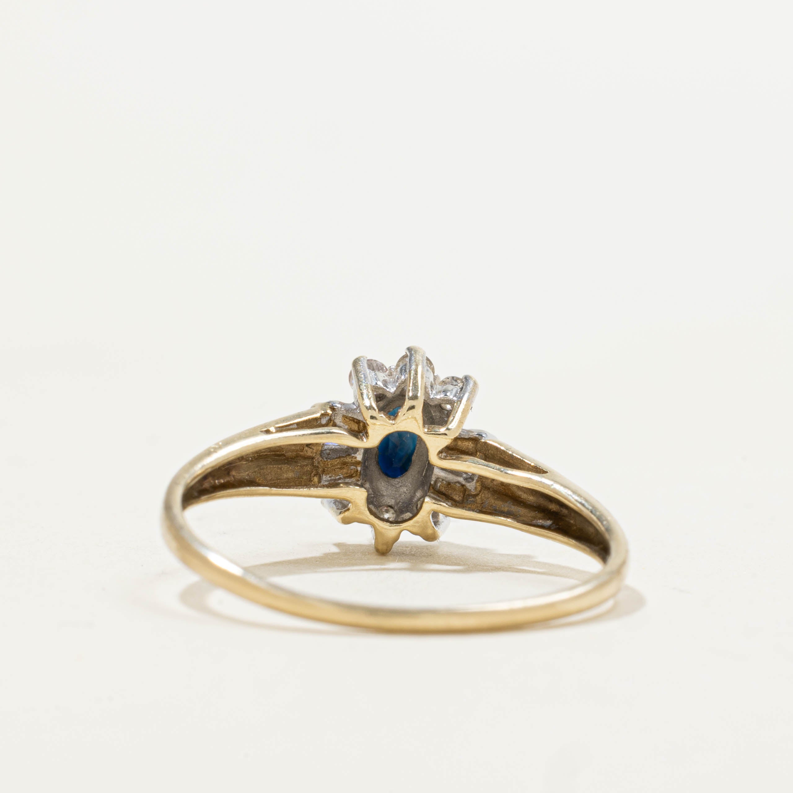 10k Sapphire & Diamond Petal Ring | 0.22ct, 0.05ctw | SZ 7