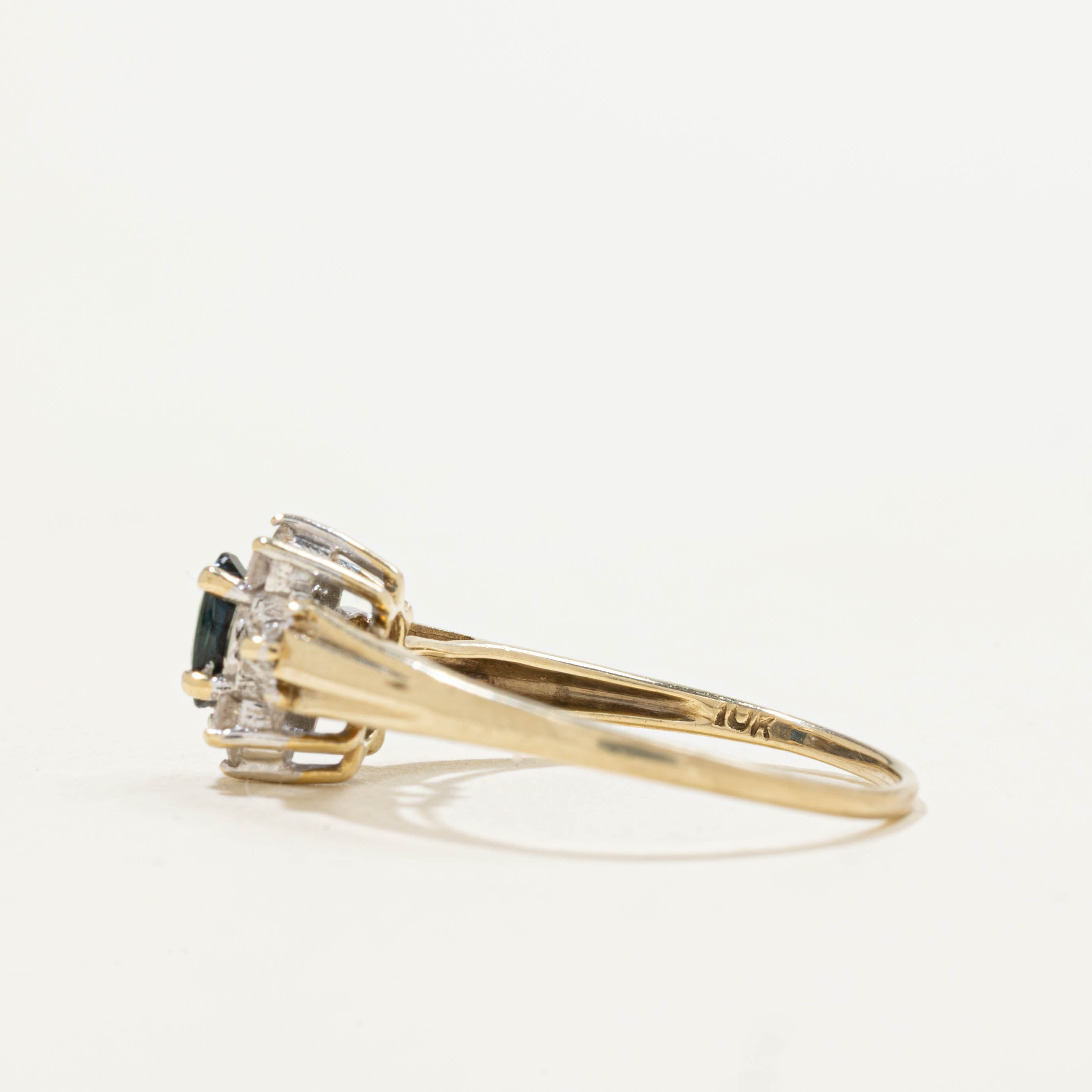 10k Sapphire & Diamond Petal Ring | 0.22ct, 0.05ctw | SZ 7