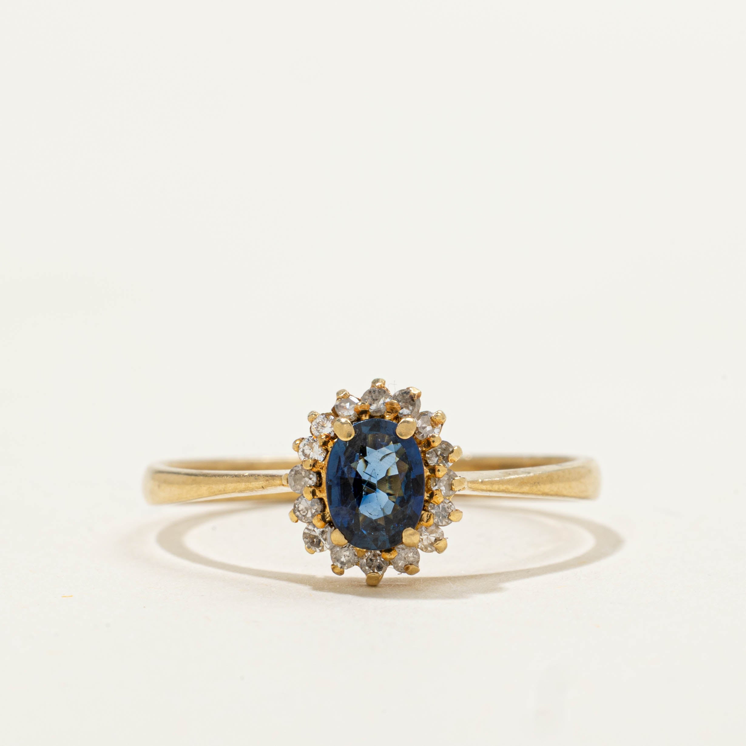 18k Sapphire & Diamond Halo Ring | 0.32ct, 0.08ctw | SZ 6