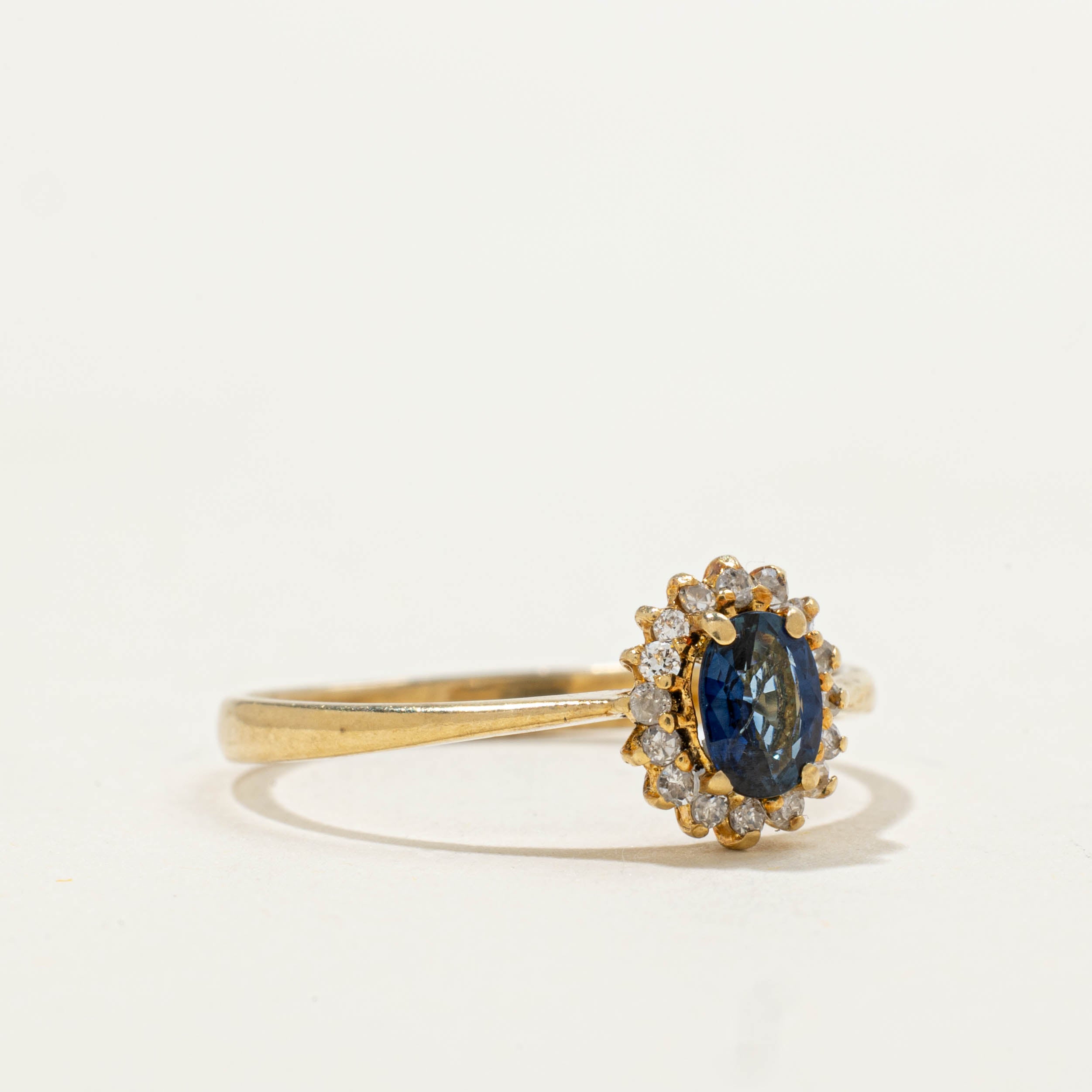 18k Sapphire & Diamond Halo Ring | 0.32ct, 0.08ctw | SZ 6