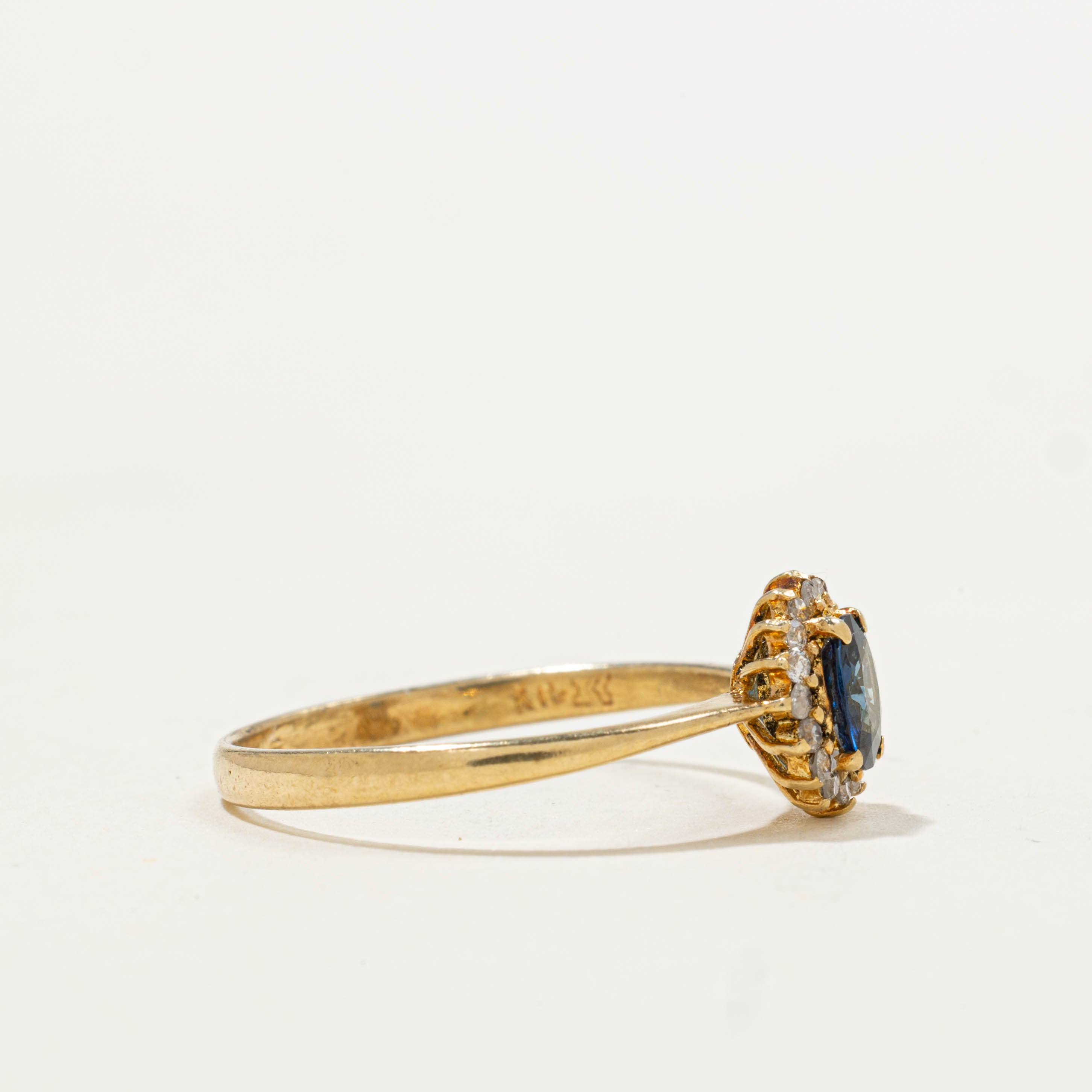 18k Sapphire & Diamond Halo Ring | 0.32ct, 0.08ctw | SZ 6