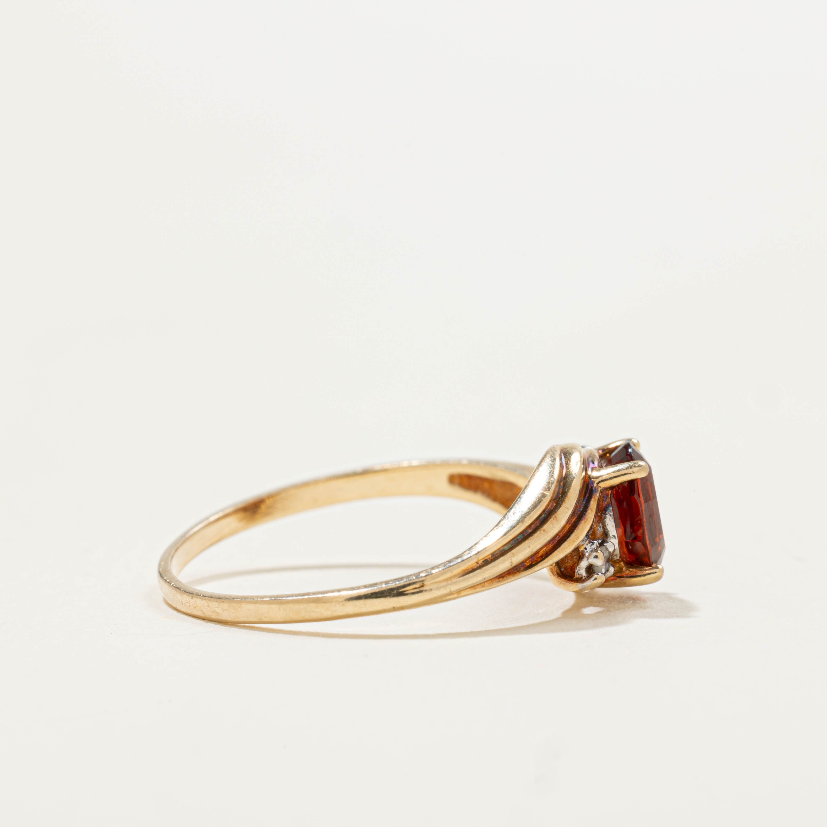 Garnet & Diamond Grooved Bypass Ring | 0.46ct, 0.02ctw | SZ 6