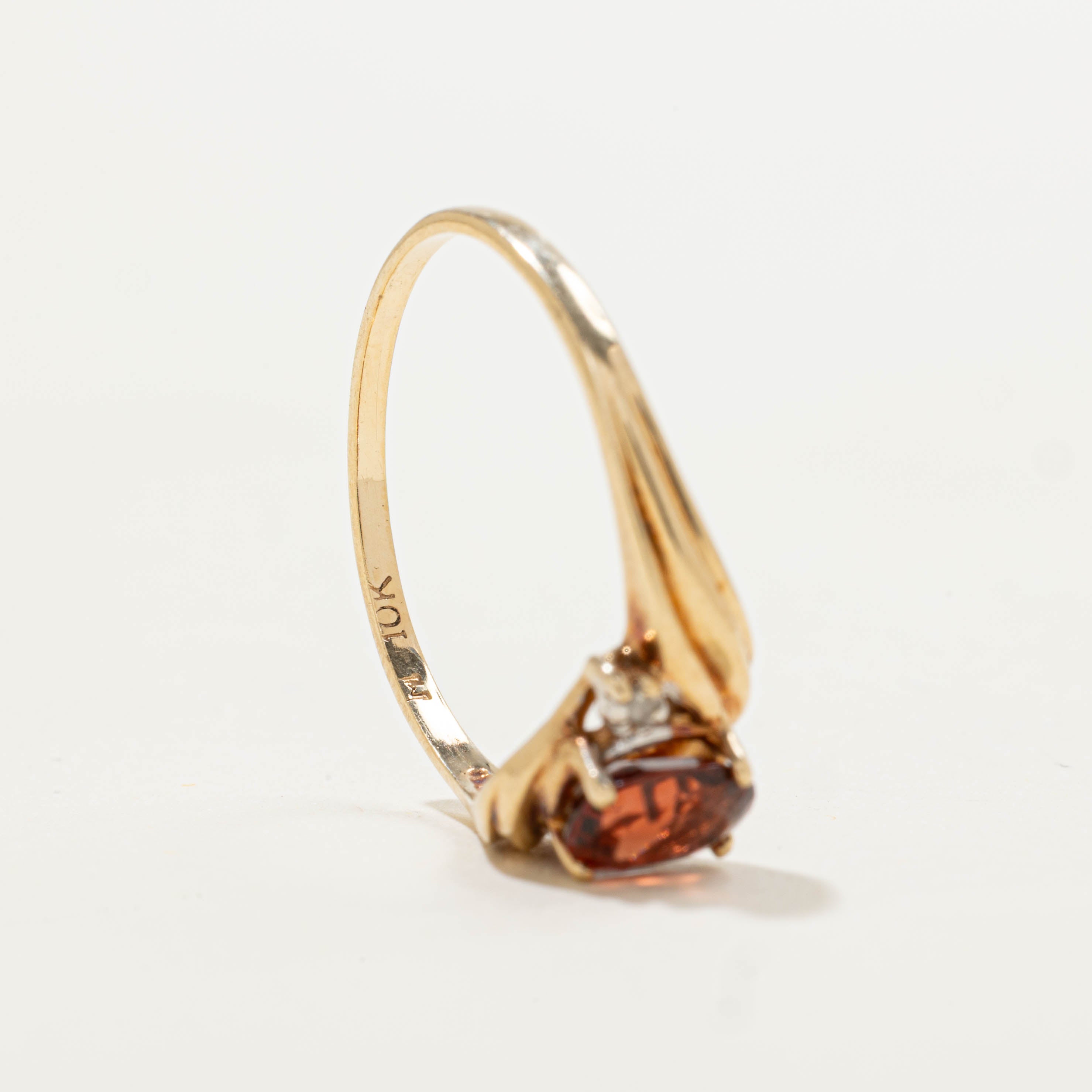 Garnet & Diamond Grooved Bypass Ring | 0.46ct, 0.02ctw | SZ 6