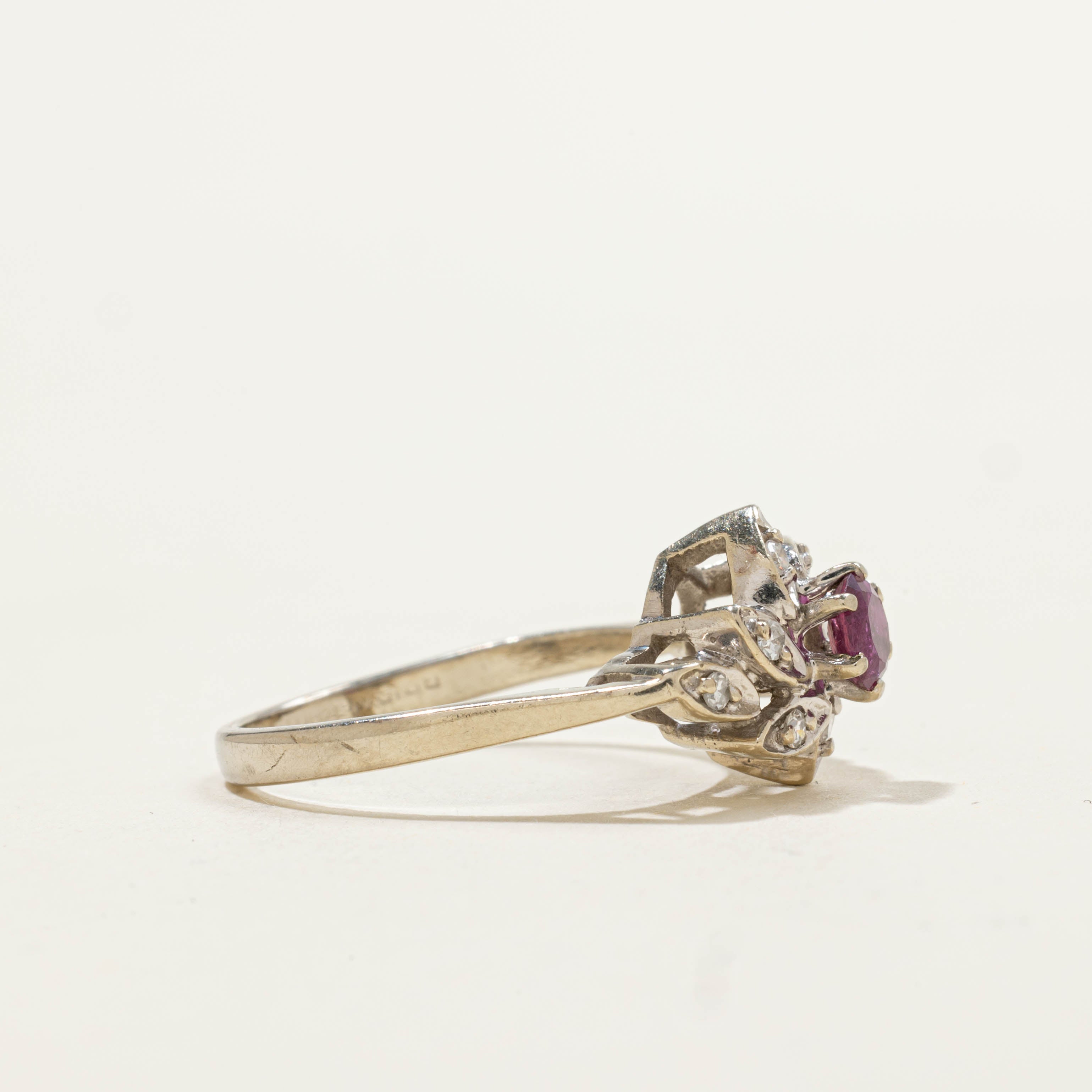 Ruby & Diamond Cluster Ring | 0.45ct, 0.08ctw | SZ 6.75