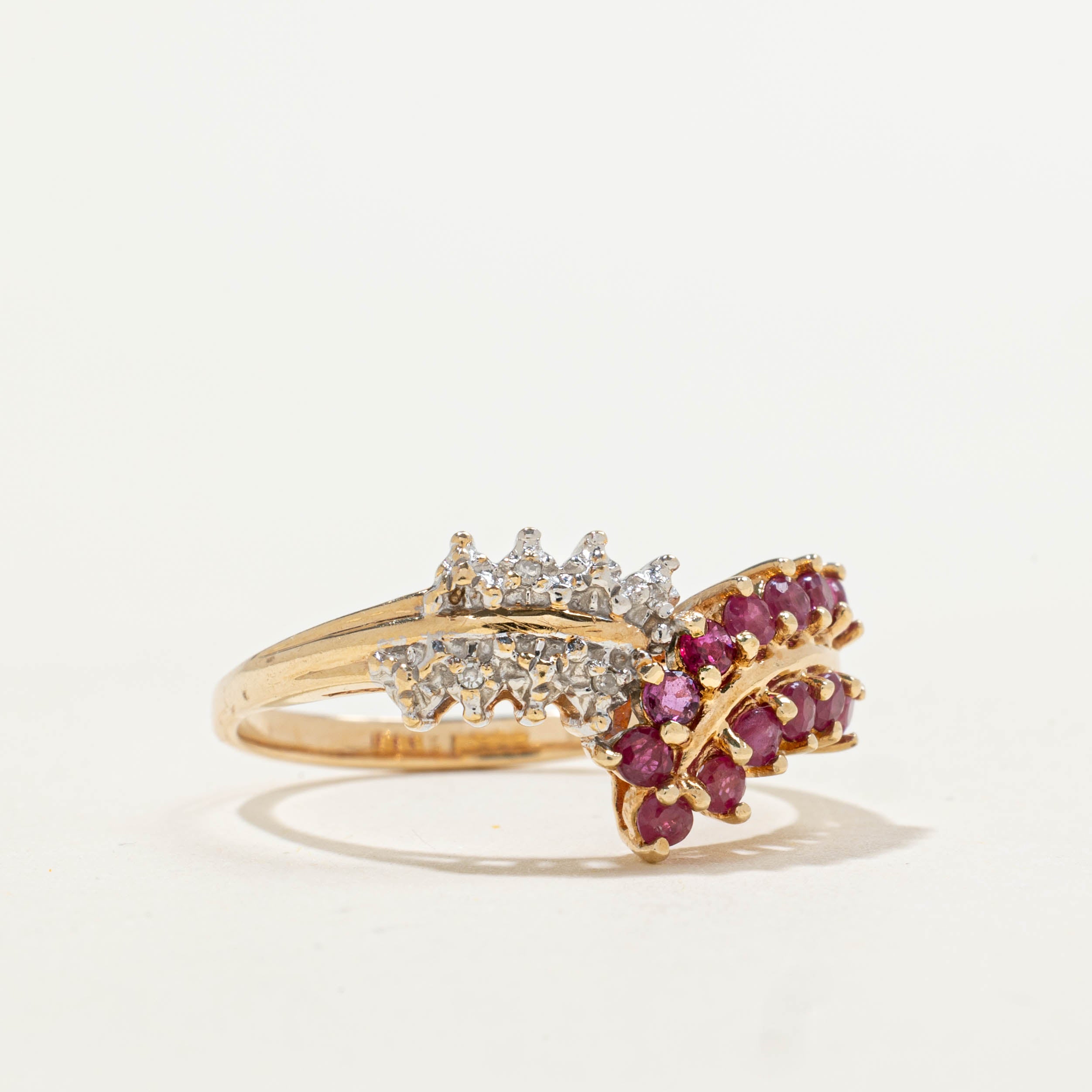 10k Ruby & Diamond Grape Vine Ring | 0.02ctw, 0.50ctw | SZ 7.25