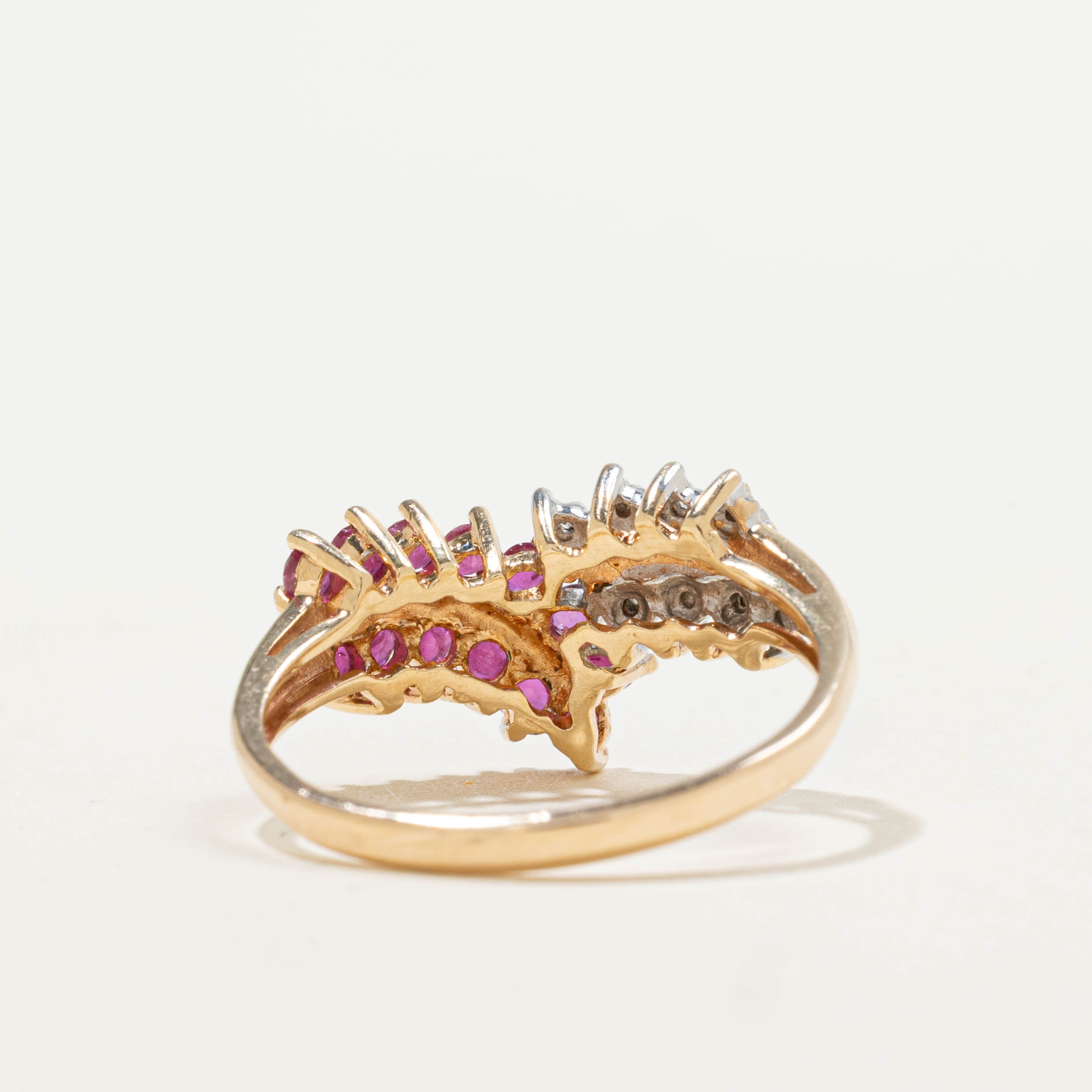10k Ruby & Diamond Grape Vine Ring | 0.02ctw, 0.50ctw | SZ 7.25
