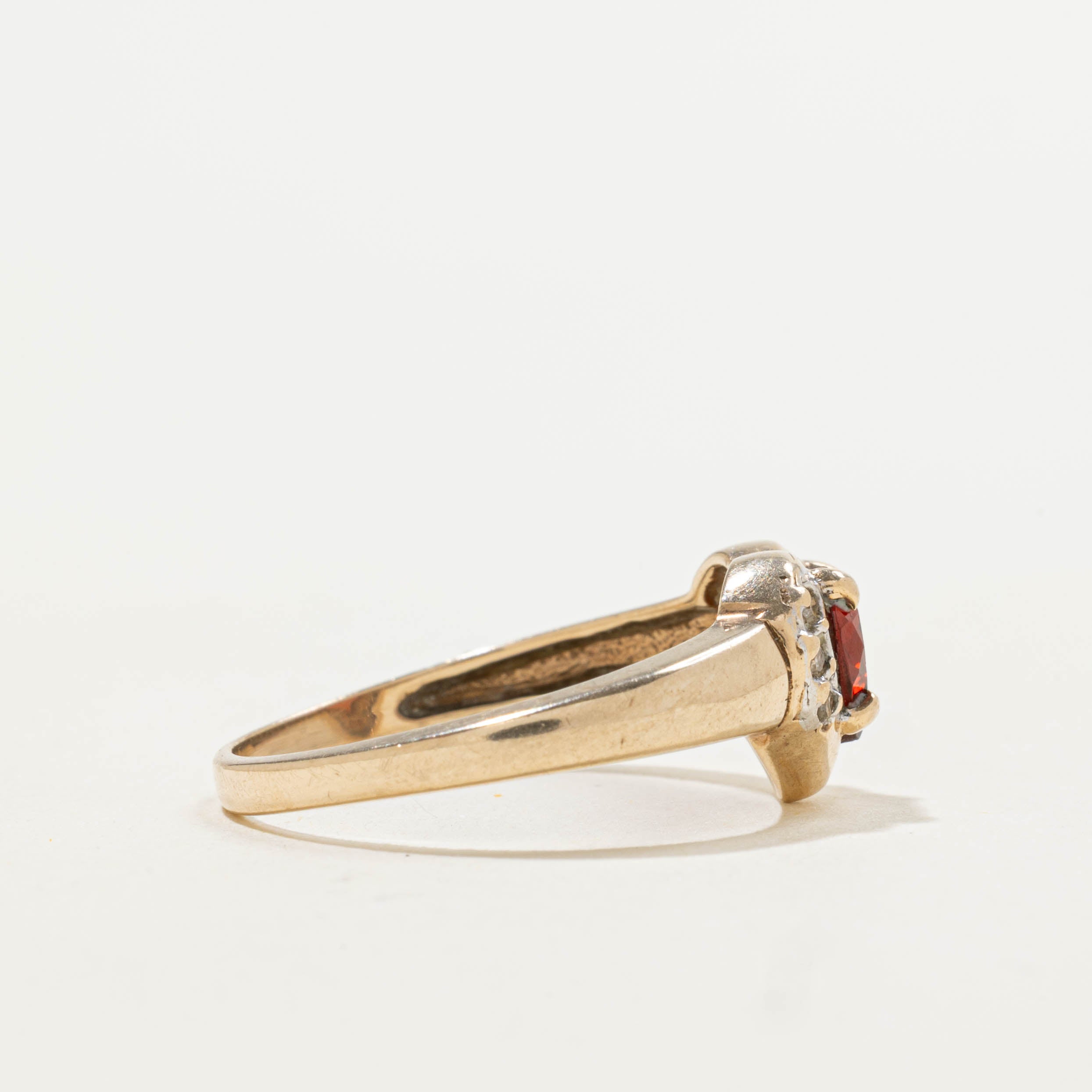 10k Garnet & Diamond Accents Heart Ring | 0.03ctw, 0.96ct | SZ 6.75