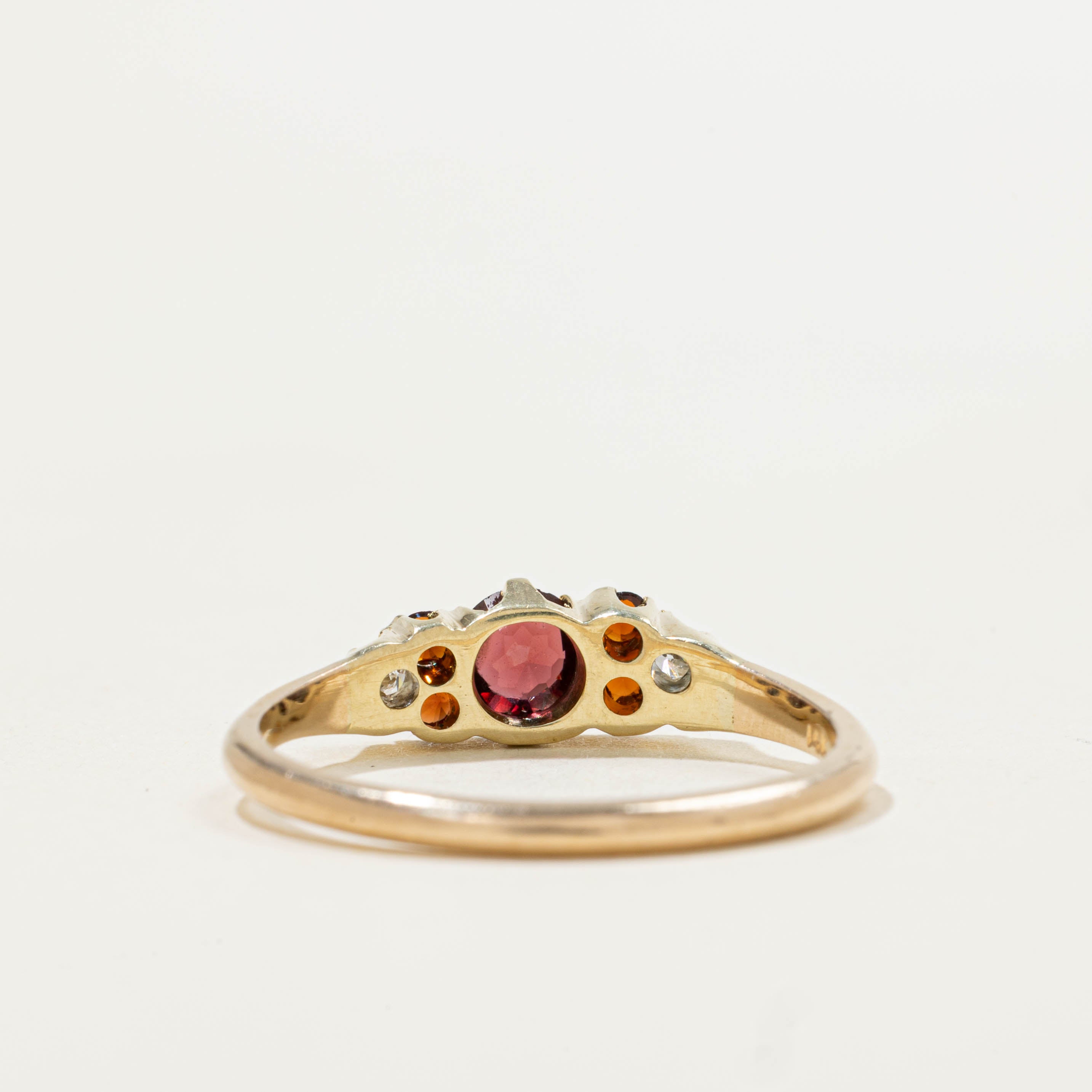 14k Garnet & Diamond Ring | 0.05ctw, 0.50ctw | SZ 8