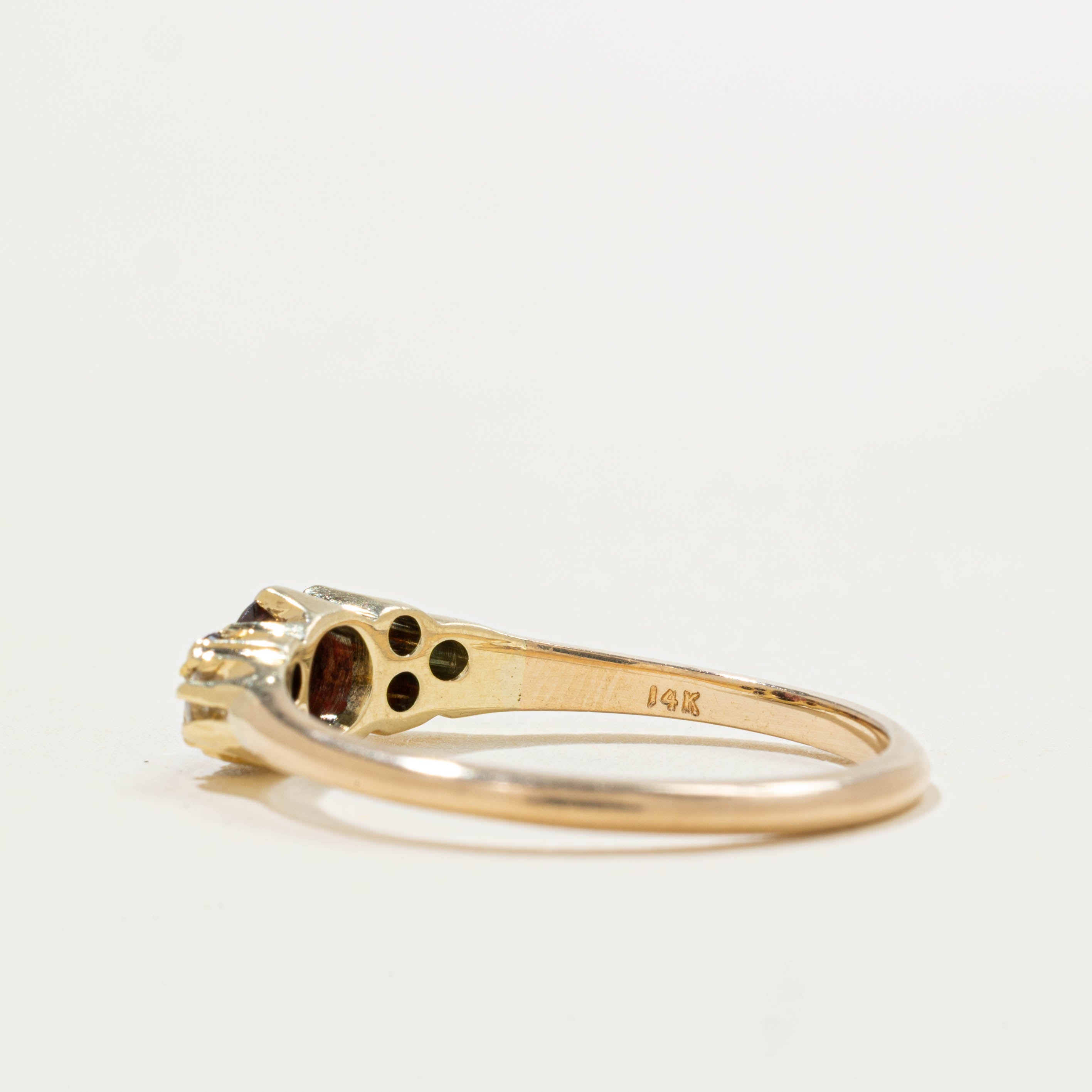 14k Garnet & Diamond Ring | 0.05ctw, 0.50ctw | SZ 8