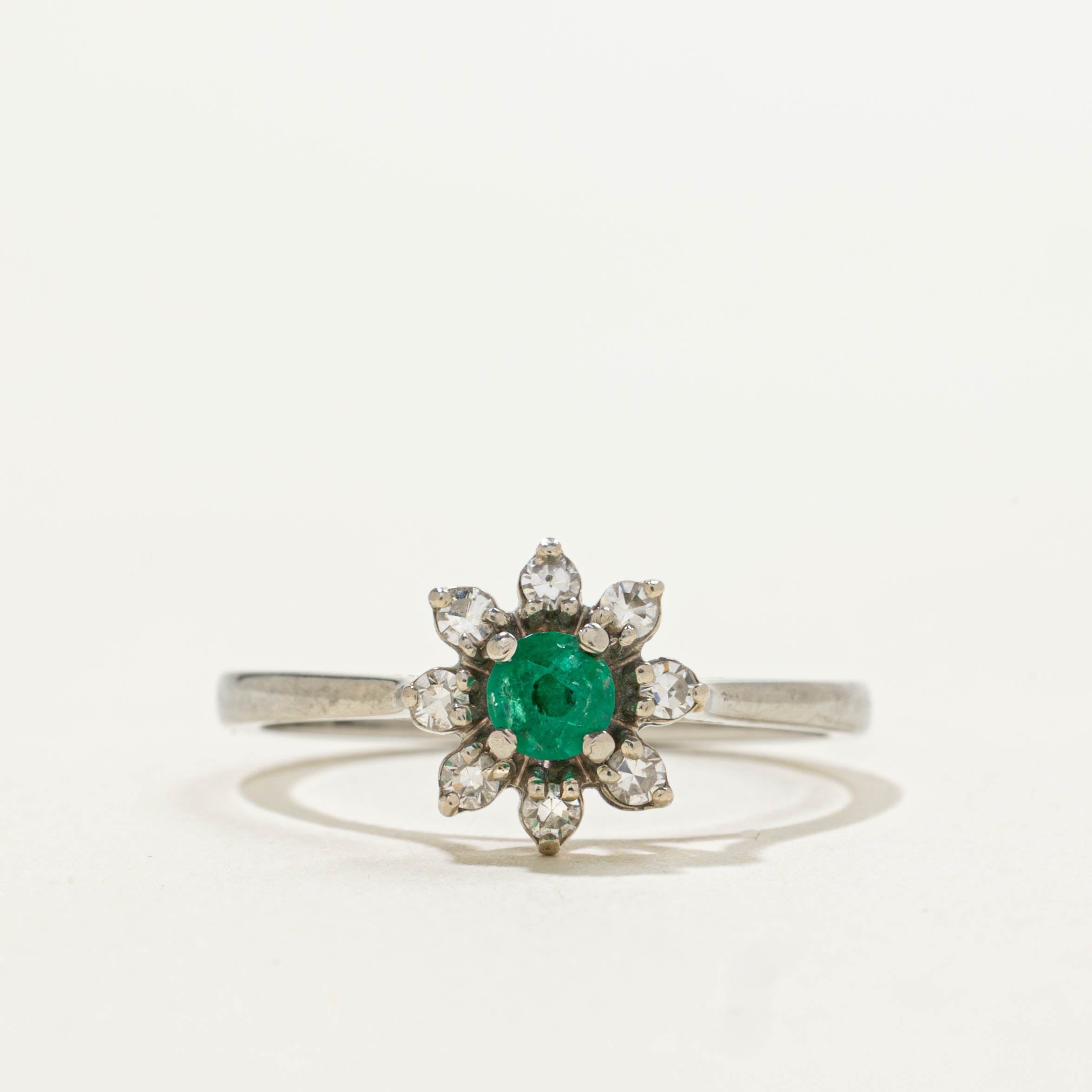 18k Emerald & Diamond Petal Ring | 0.13ct, 0.16ctw | SZ 6