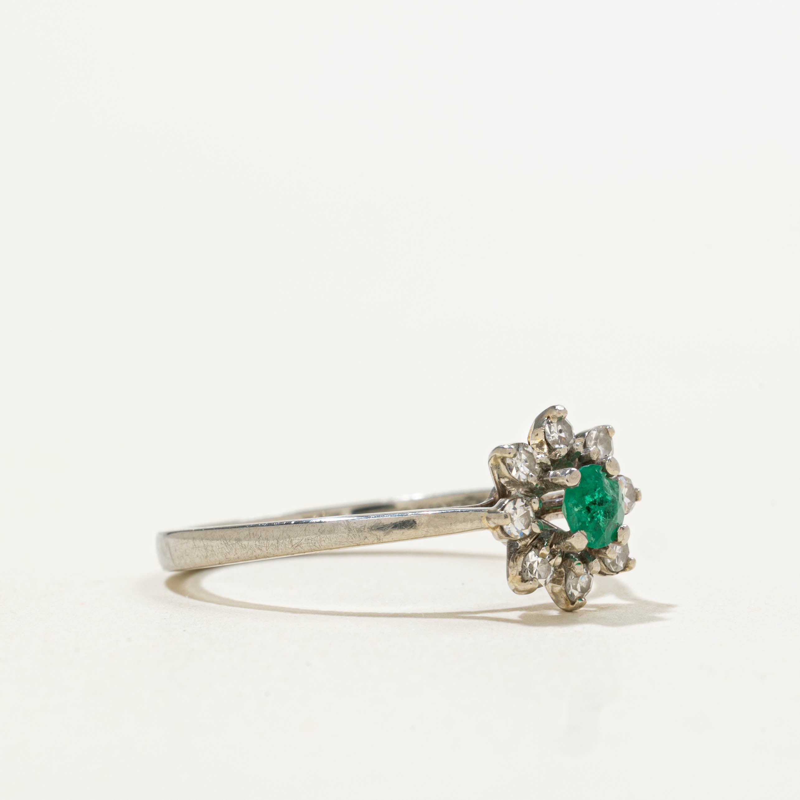 18k Emerald & Diamond Petal Ring | 0.13ct, 0.16ctw | SZ 6