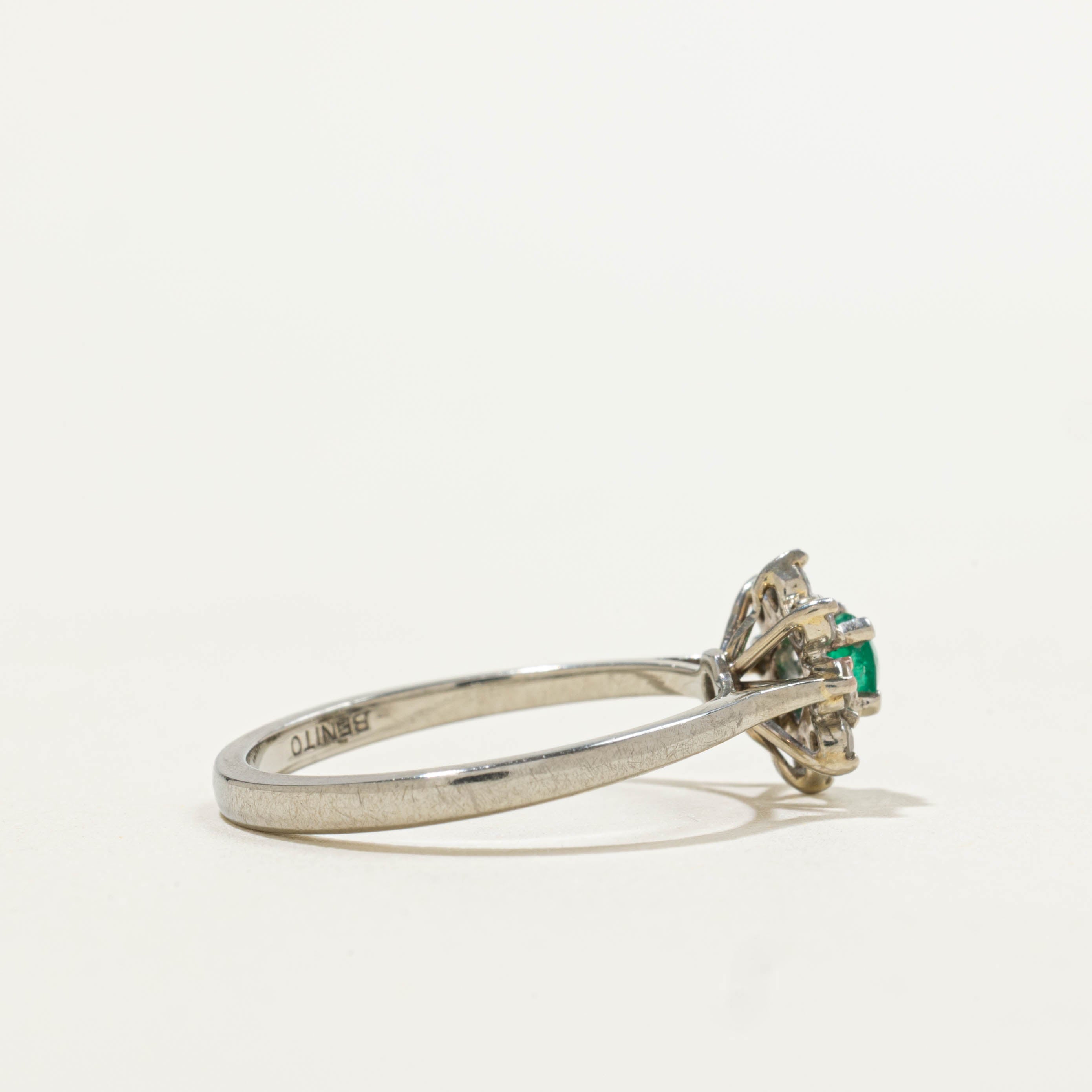 18k Emerald & Diamond Petal Ring | 0.13ct, 0.16ctw | SZ 6