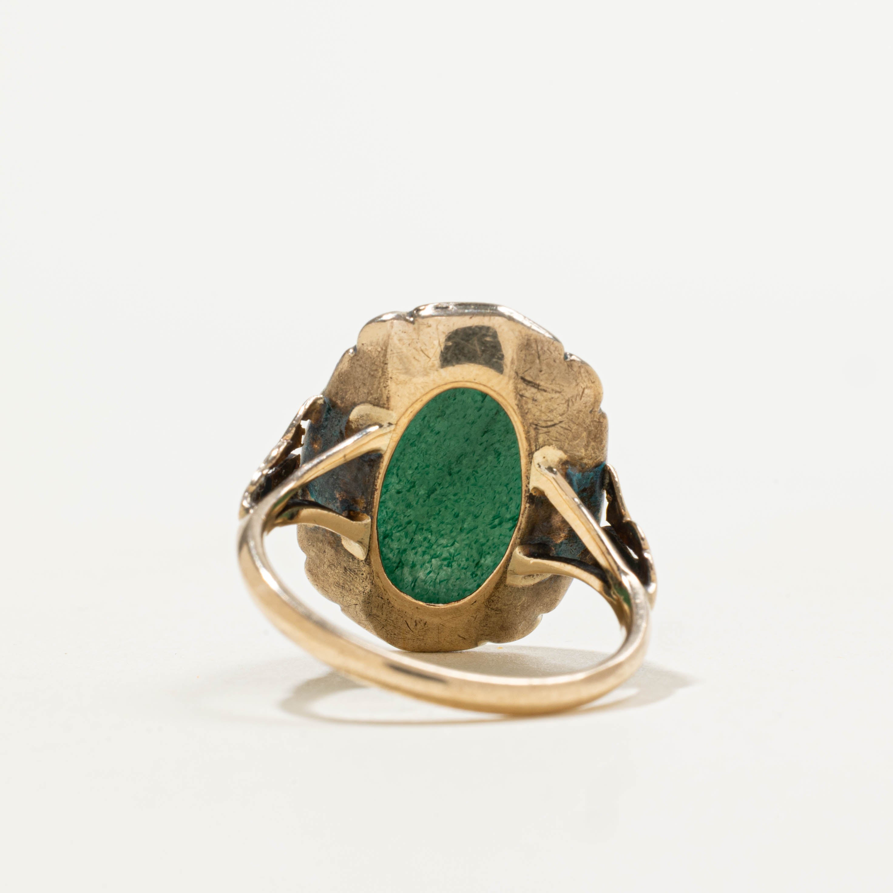 10k Bezel Set Aventurine Quartz Ornate Ring | 8.00ct | SZ 6.5