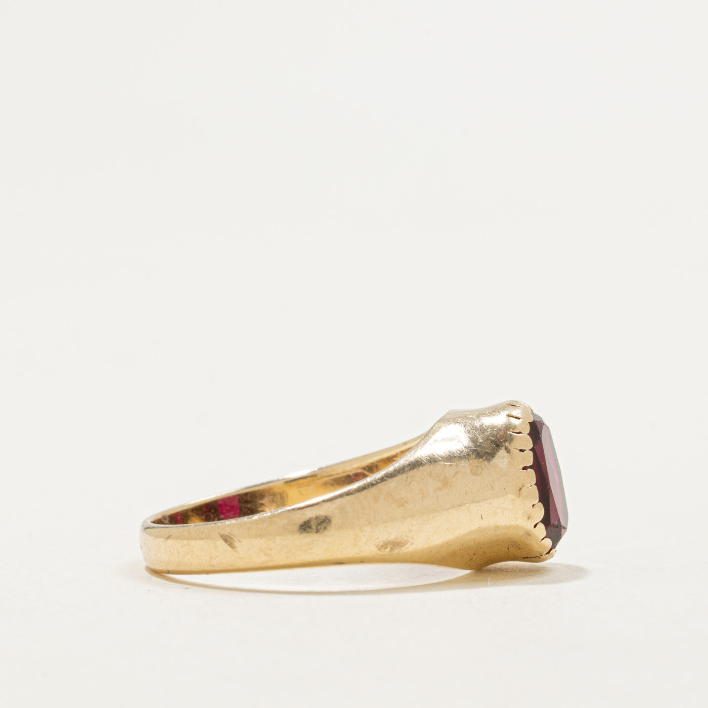 Bague en or 10 carats avec rubis synthétique ovale | 1,00 ct | Taille 5,5