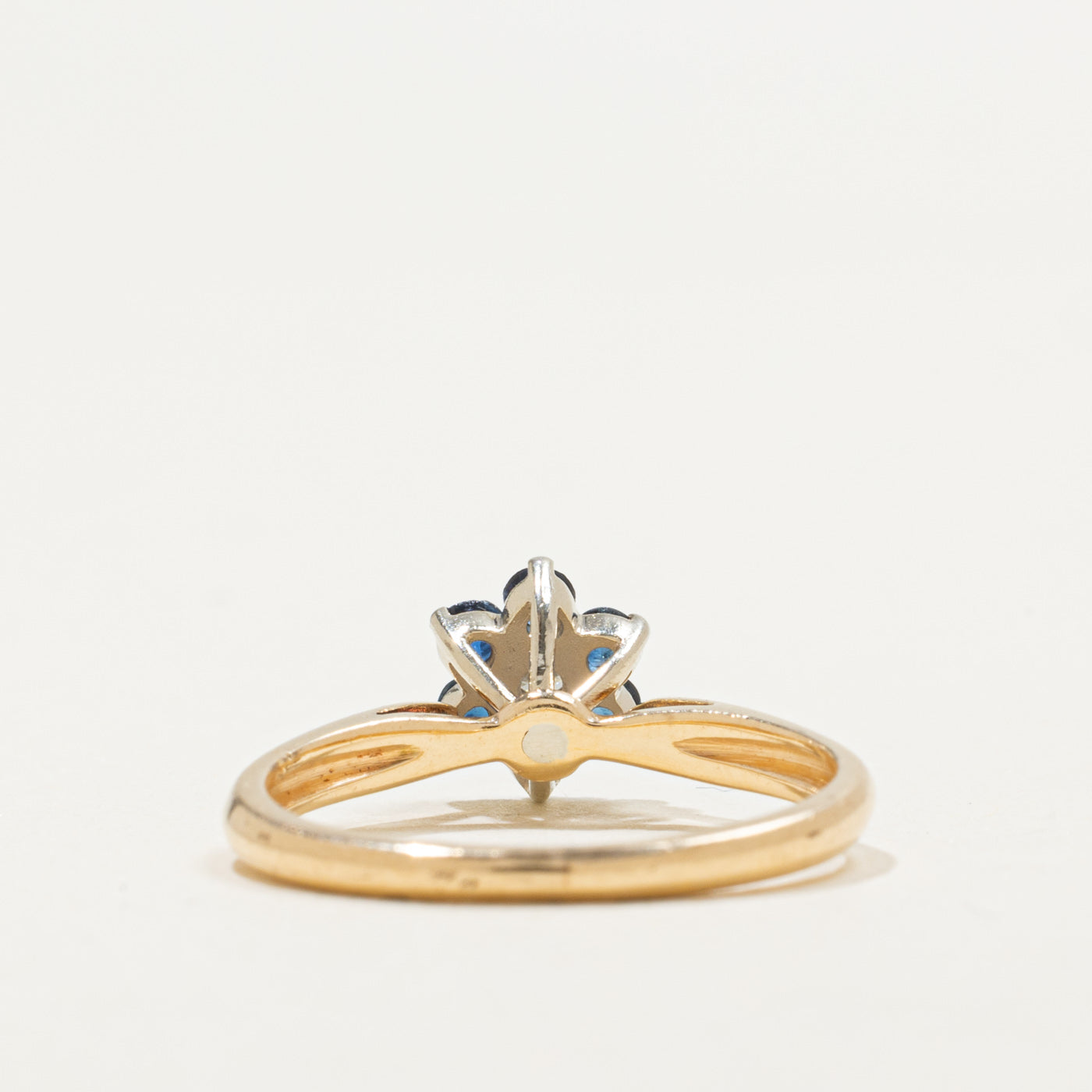 14K Diamond & Sapphire Floral Cluster Ring | 0.06ct, 0.30ctw | SZ 4.75