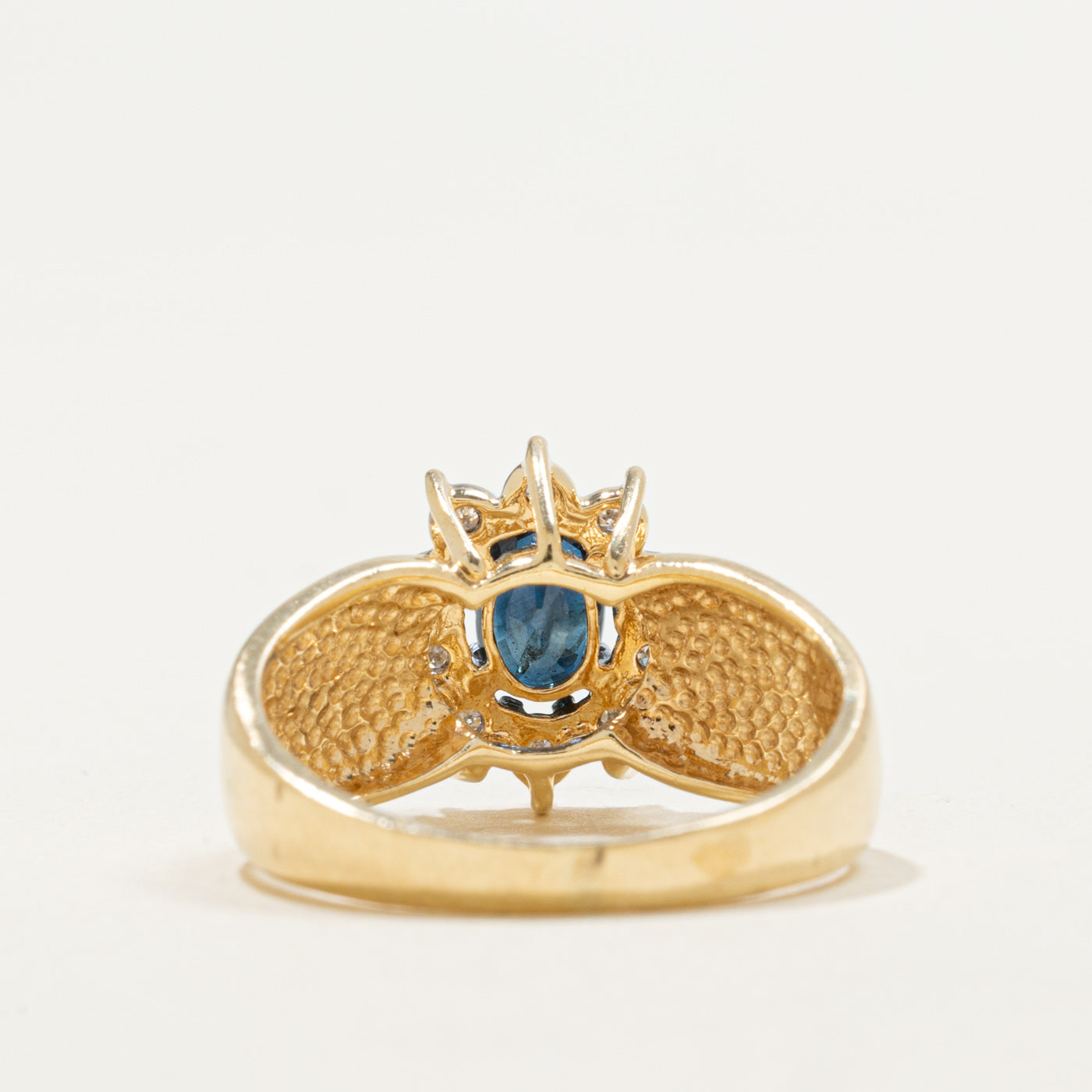 14K Oval Cut Sapphire & Diamond Petal Halo Ring | 0.47ct, 0.05ctw | SZ 5.75