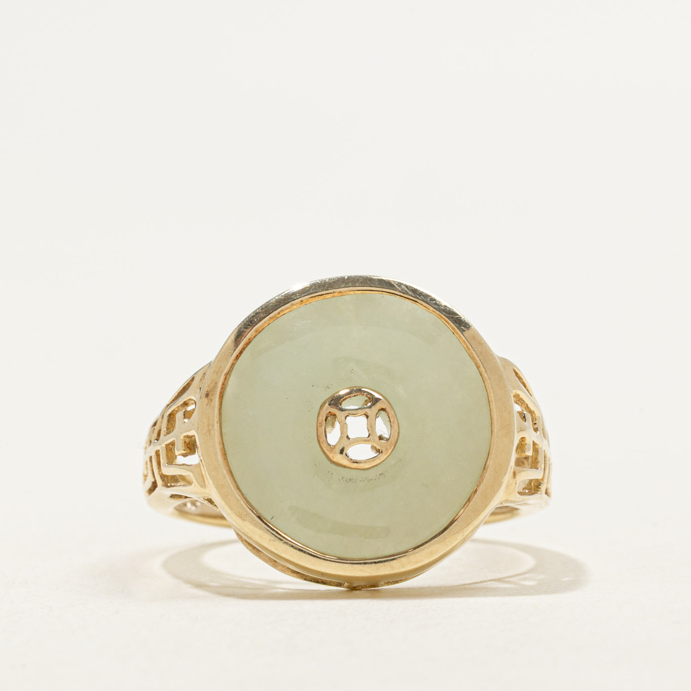 Bague ajourée en jade 10 carats en forme de donut | 5,00 ct | Taille 7,25