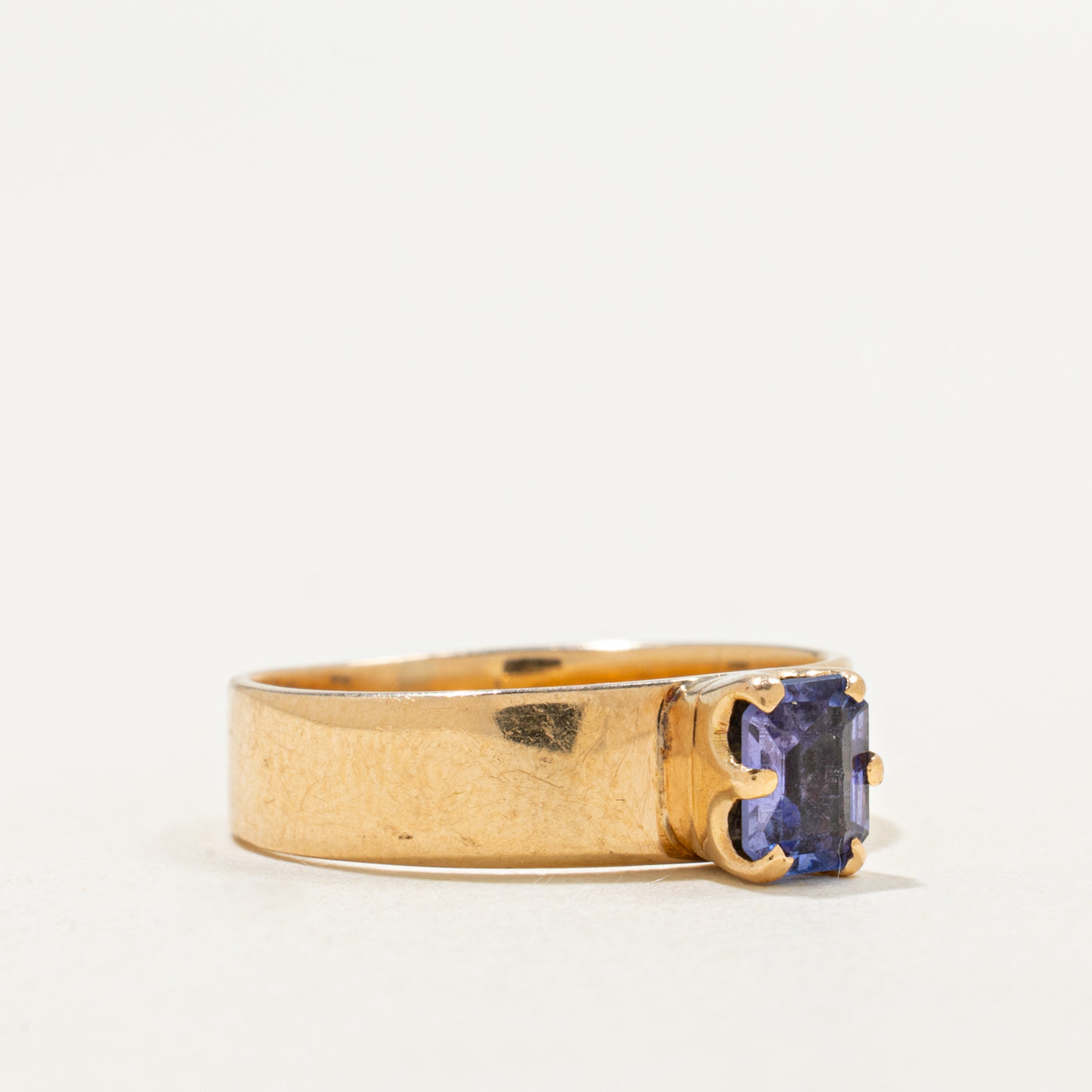 18K High Set Rectangle Cut Tanzanite Ring | 0.65ct | SZ 6.75