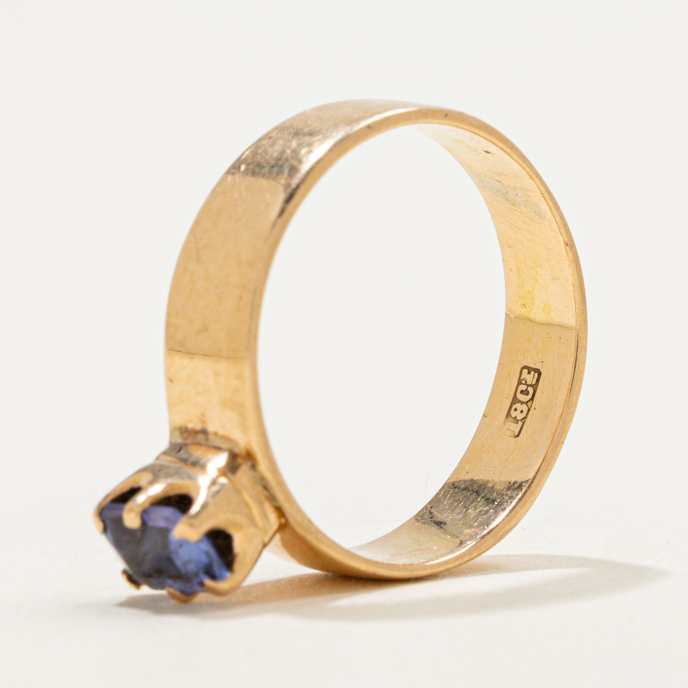 18K High Set Rectangle Cut Tanzanite Ring | 0.65ct | SZ 6.75