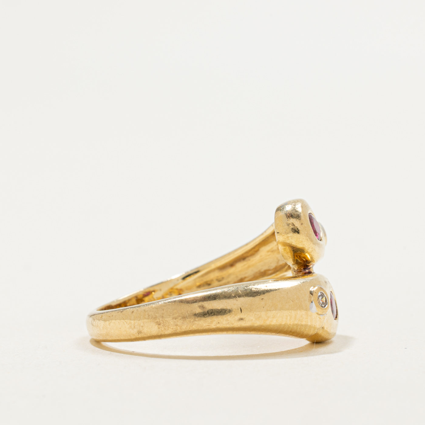 18K Ruby & Diamond Bypass Ring | 0.40ctw, 0.02ct | SZ 7.25