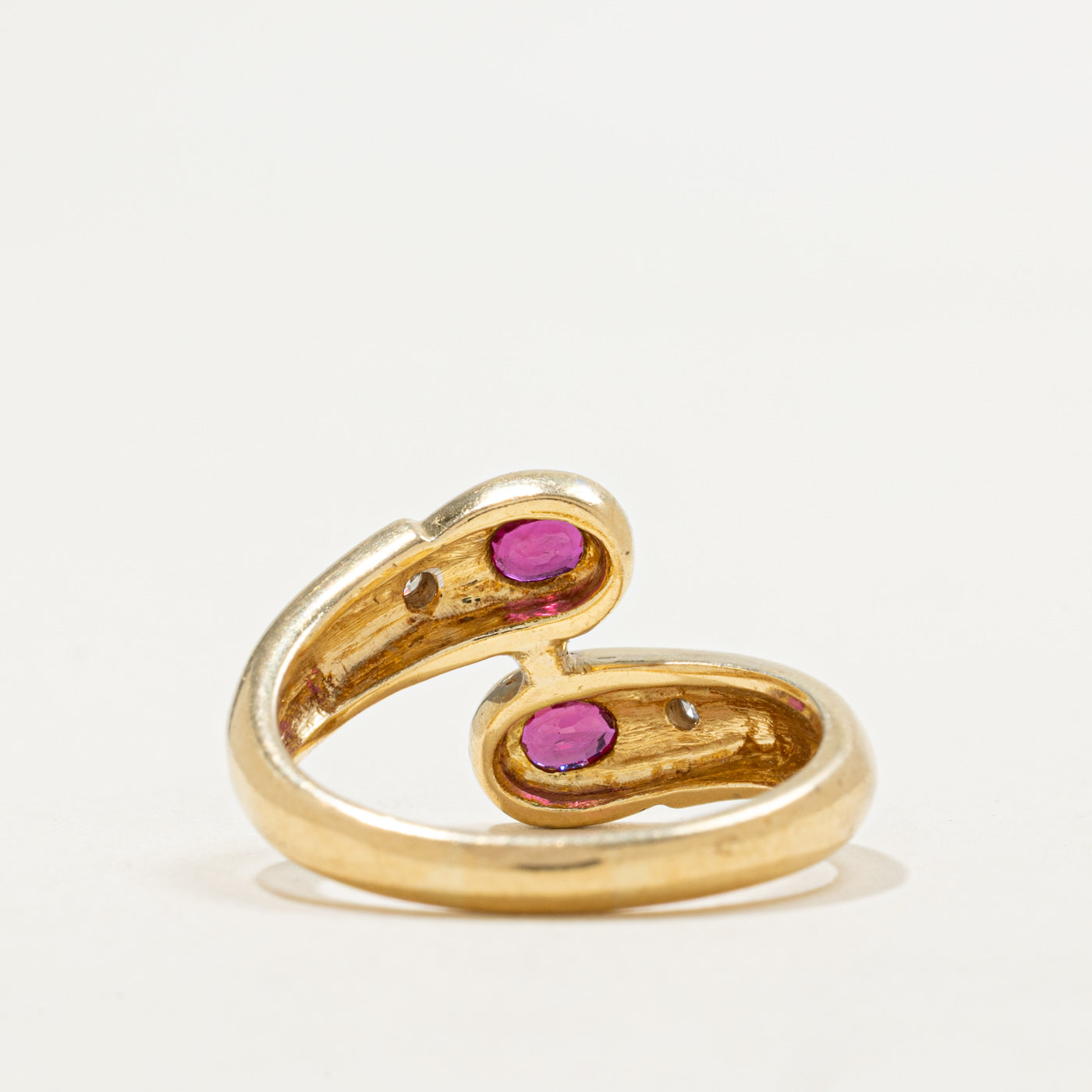 18K Ruby & Diamond Bypass Ring | 0.40ctw, 0.02ct | SZ 7.25