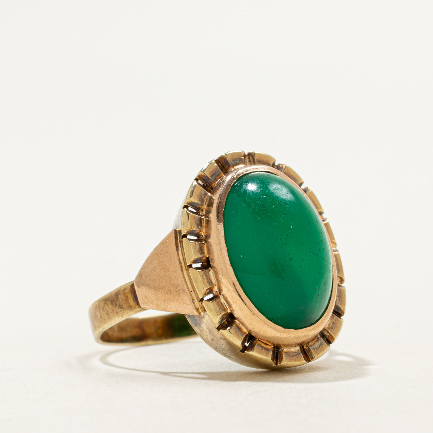 14K Cabochon Glass Grooved Cocktail Ring | 5.00ct | SZ 5.75