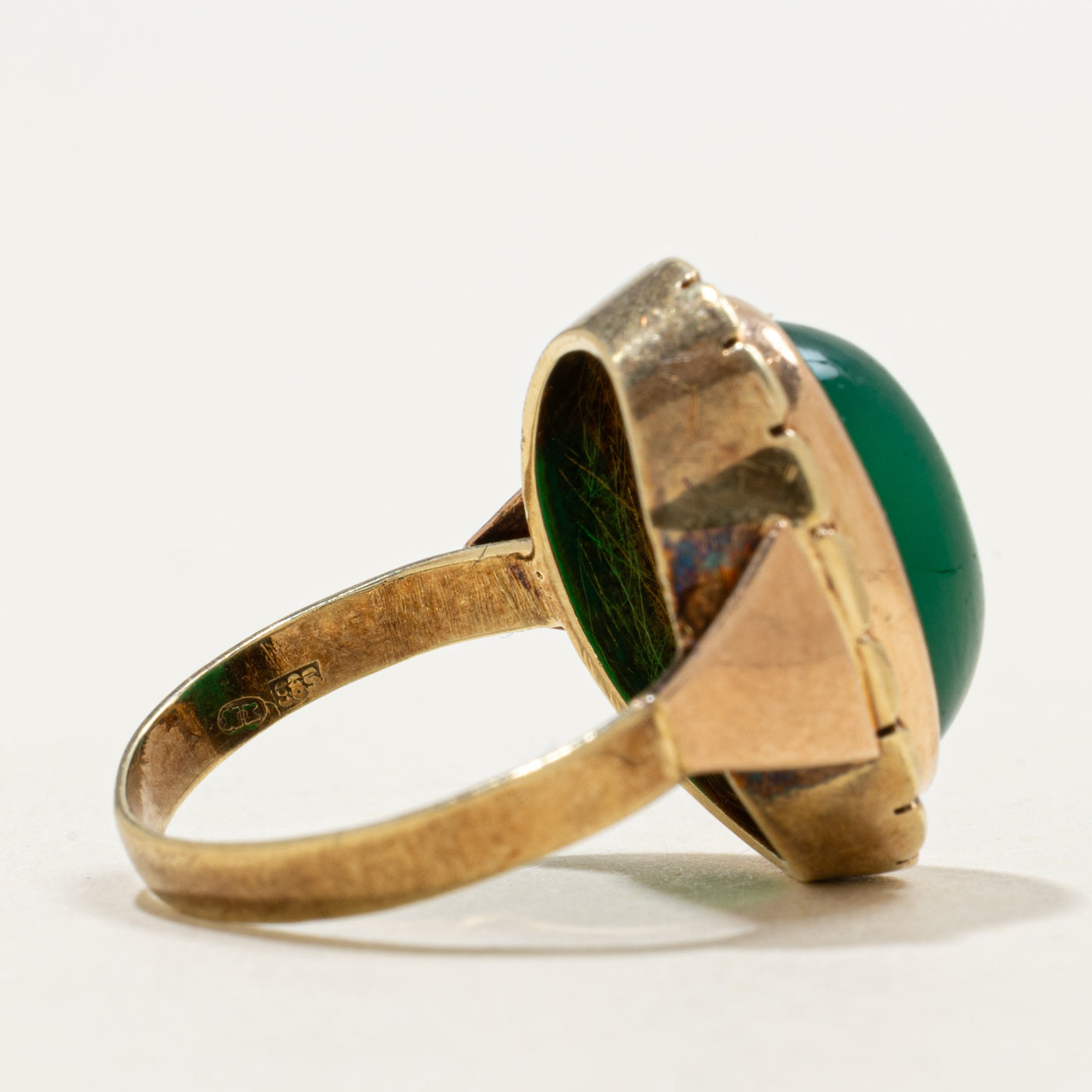 14K Cabochon Glass Grooved Cocktail Ring | 5.00ct | SZ 5.75