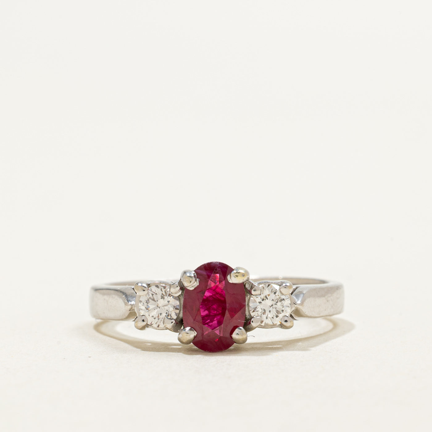 18K Oval Cut Ruby & Diamond Ring | 0.75ct, 0.40ctw | SZ 8.0