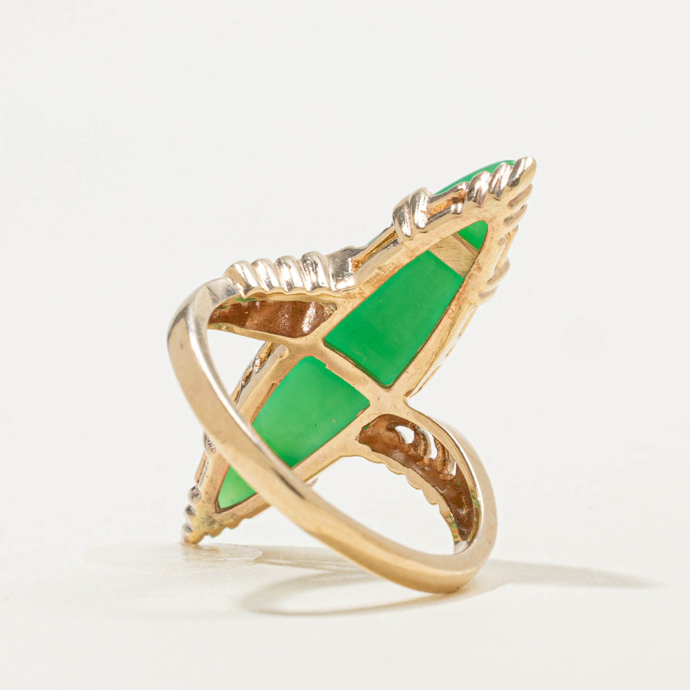 Bague Navette en chrysoprase 10K | 4,50 ct | Taille 6,5