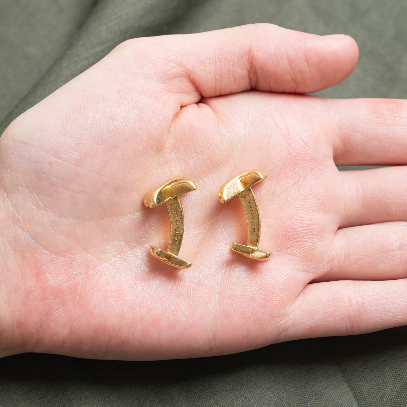 'Tiffany & Co' 18k Yellow Gold X Cufflinks