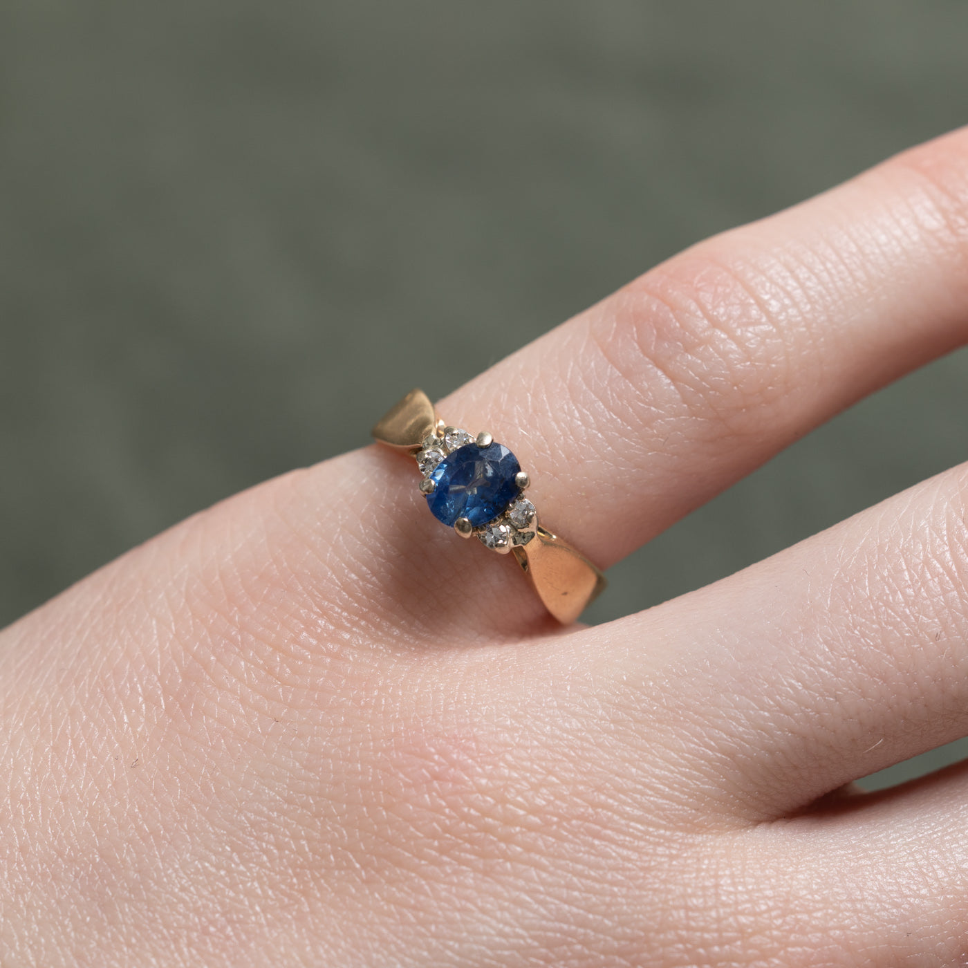 14K Oval Cut Sapphire & Diamond Accented Ring | 0.70ct, 0.06ctw | SZ 4.5