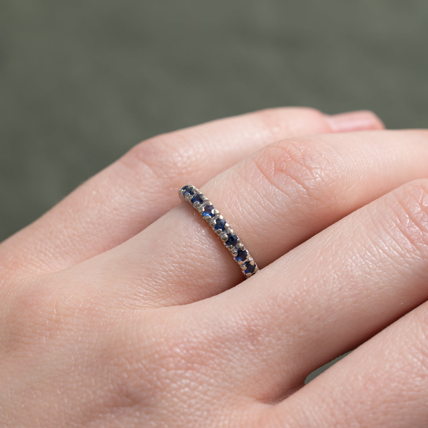 14K Eternity Round Cut Sapphire Band | 0.70ctw | 2.25mm | SZ 4.75