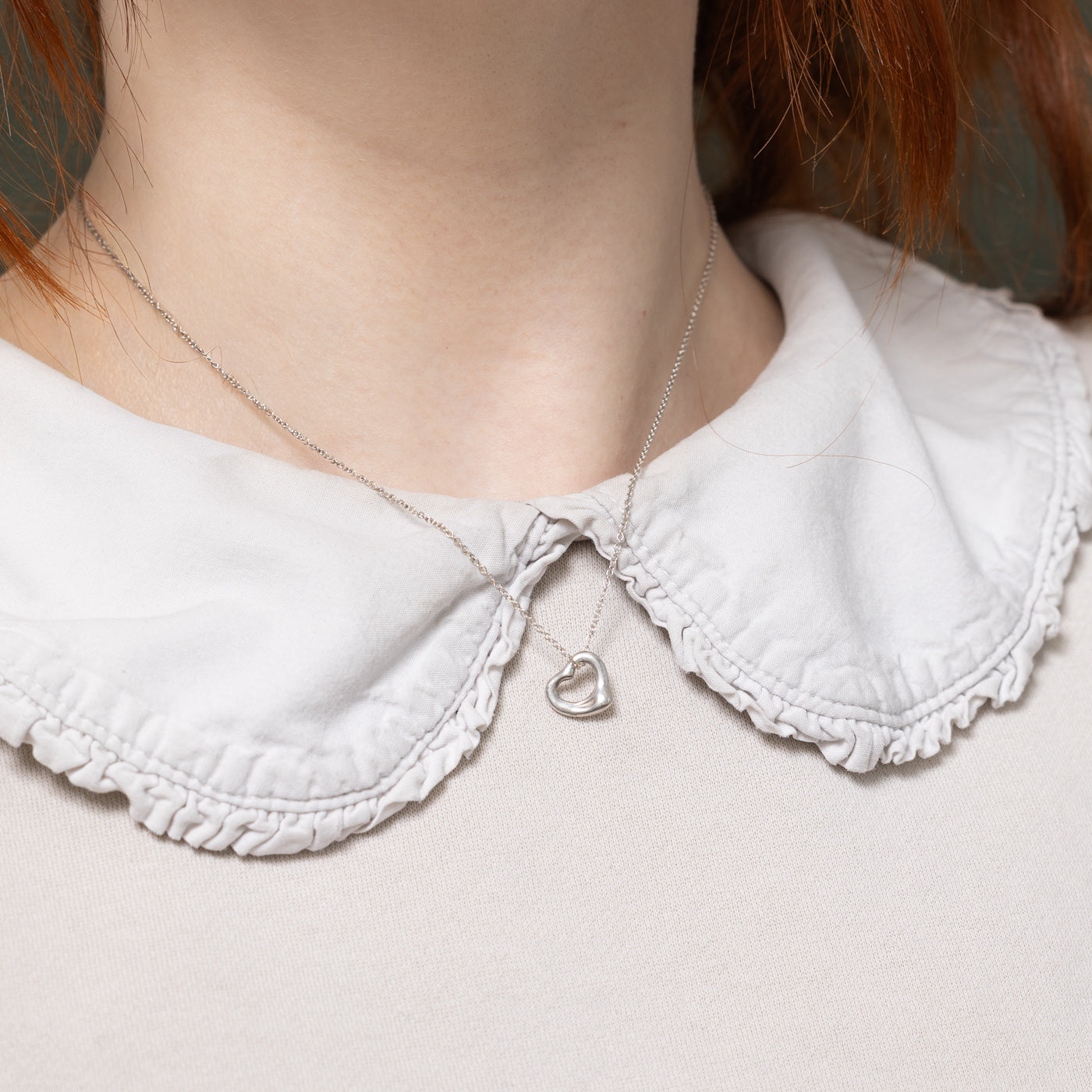 Collier Cœur Ouvert Elsa Peretti « Tiffany & Co » en argent | 11 mm | 40,6 cm