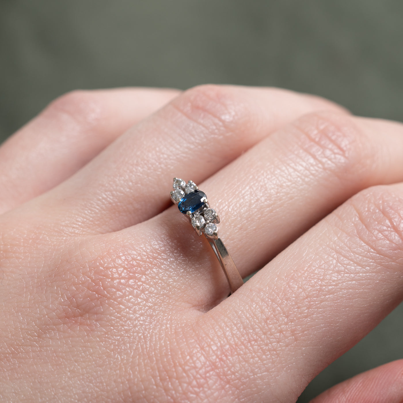 14K Oval Cut Sapphire & Diamond Accented Ring | 0.27ct, 0.15ctw | SZ 8.0