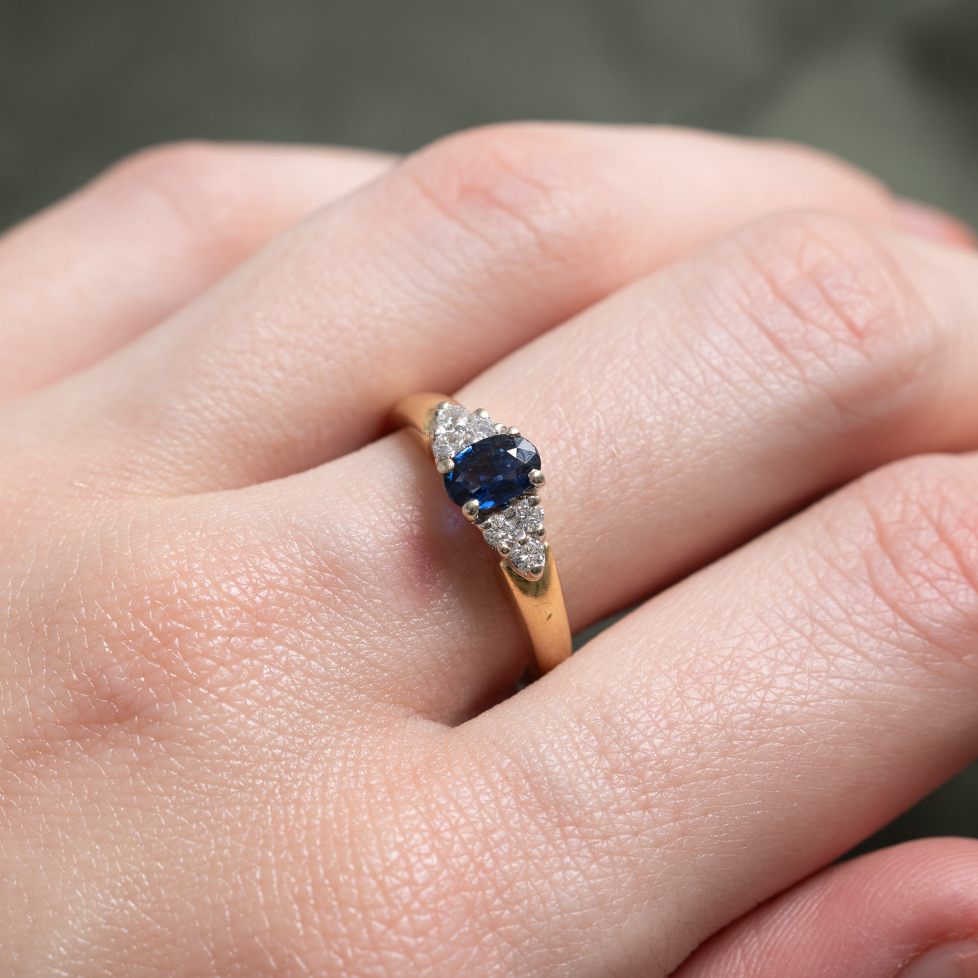 Oval Cut Sapphire & Diamond Accented Ring | 0.40ct, 0.18ctw | SZ 6.75 |