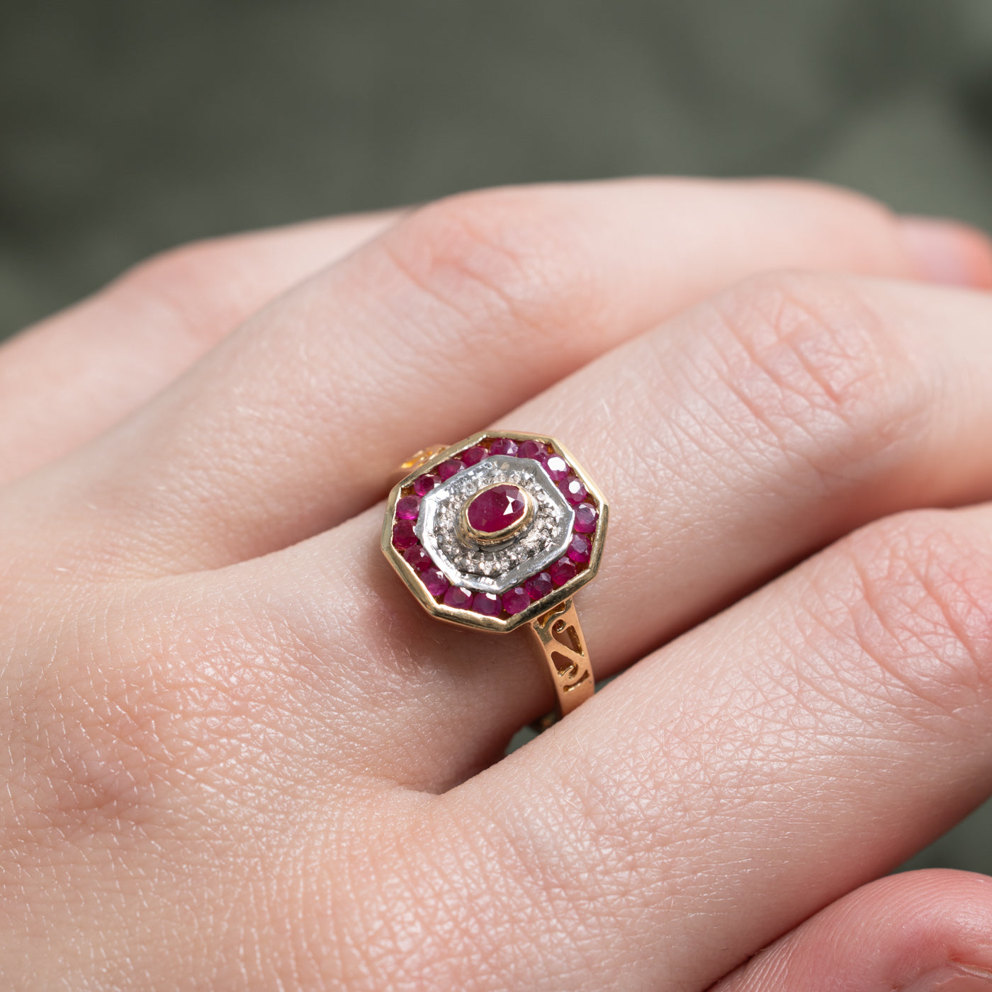 Ruby & Diamond Double Halo Ring | 0.58ctw, 0.01ctw | SZ 7.0 |