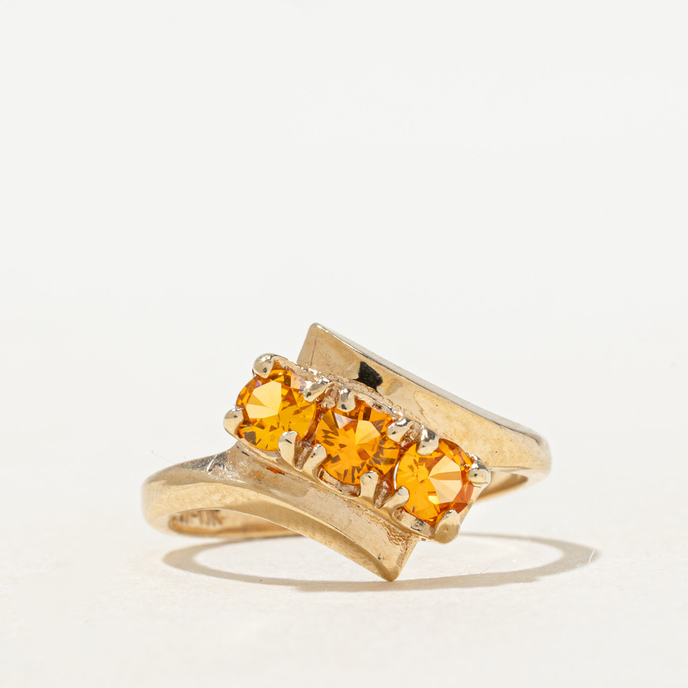 Three Stone Synthetic Sapphire Bypass Ring | SZ 6.0 |