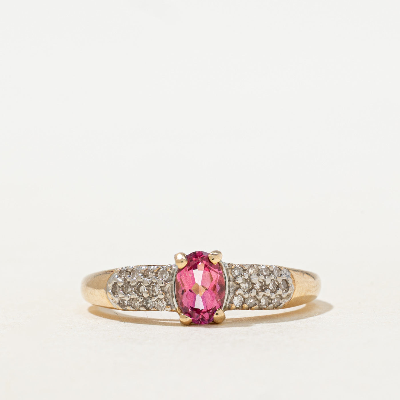 Pink Topaz & Diamond Ring | 0.35ct, 0.12ctw | SZ 7.0 |
