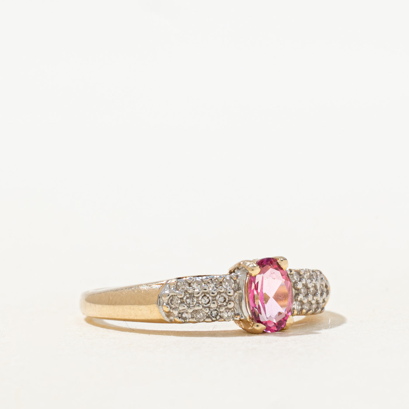 Pink Topaz & Diamond Ring | 0.35ct, 0.12ctw | SZ 7.0 |