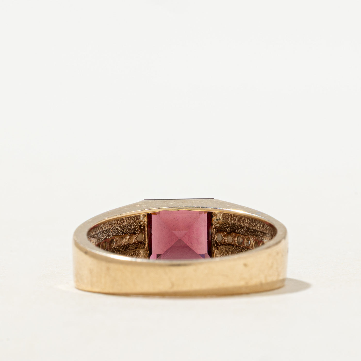 Square Cut Garnet & Diamond Chunky Ring | 1.7ct, 0.09ctw | SZ 7.0 |