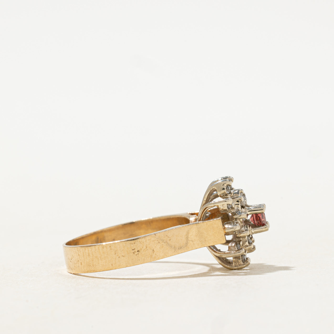 Pink Tourmaline & Diamond Cluster Petal Ring | 0.09ct, 0.1ctw | SZ 6.0 |