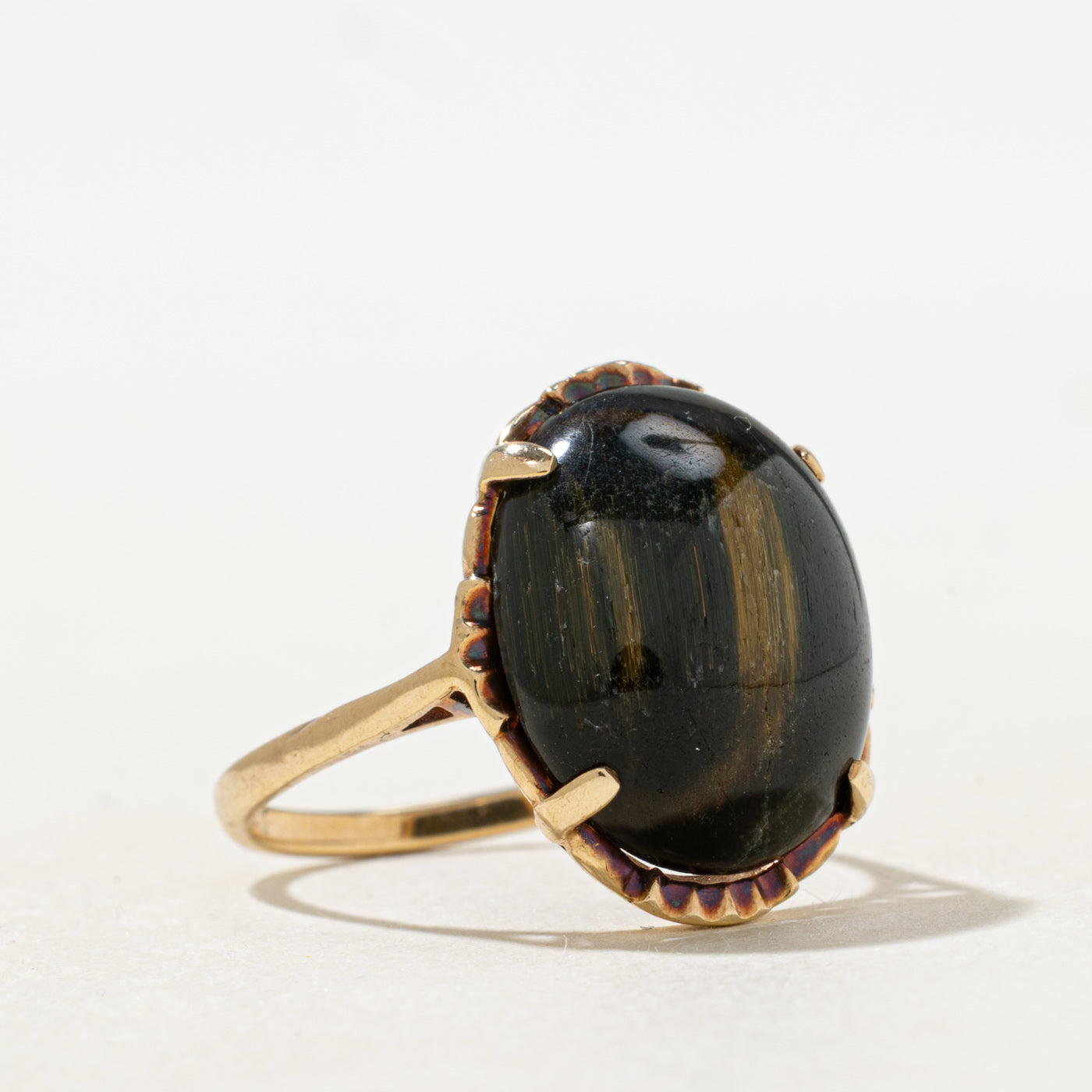Bague cocktail œil de tigre taille cabochon | 7,0 ct | Taille 6,5 |