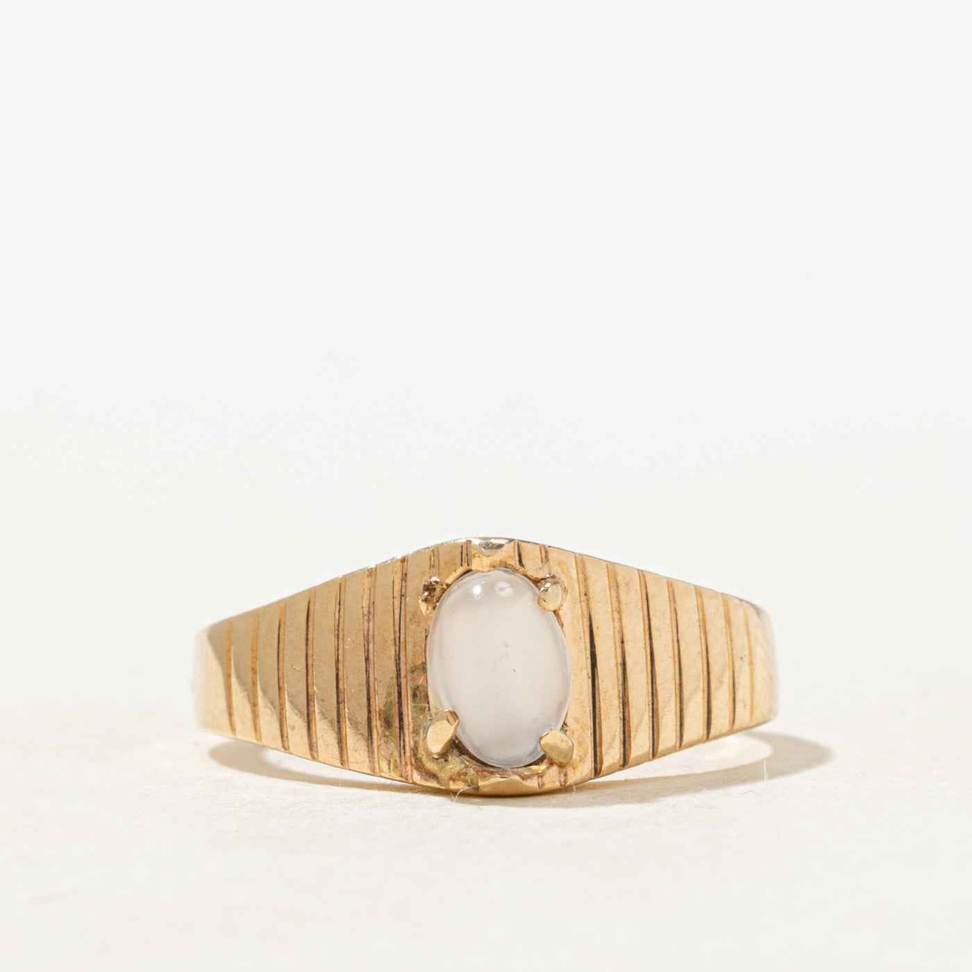 Cabochon Cut Moonstone Tapered Fluted Ring | SZ 6.25 |