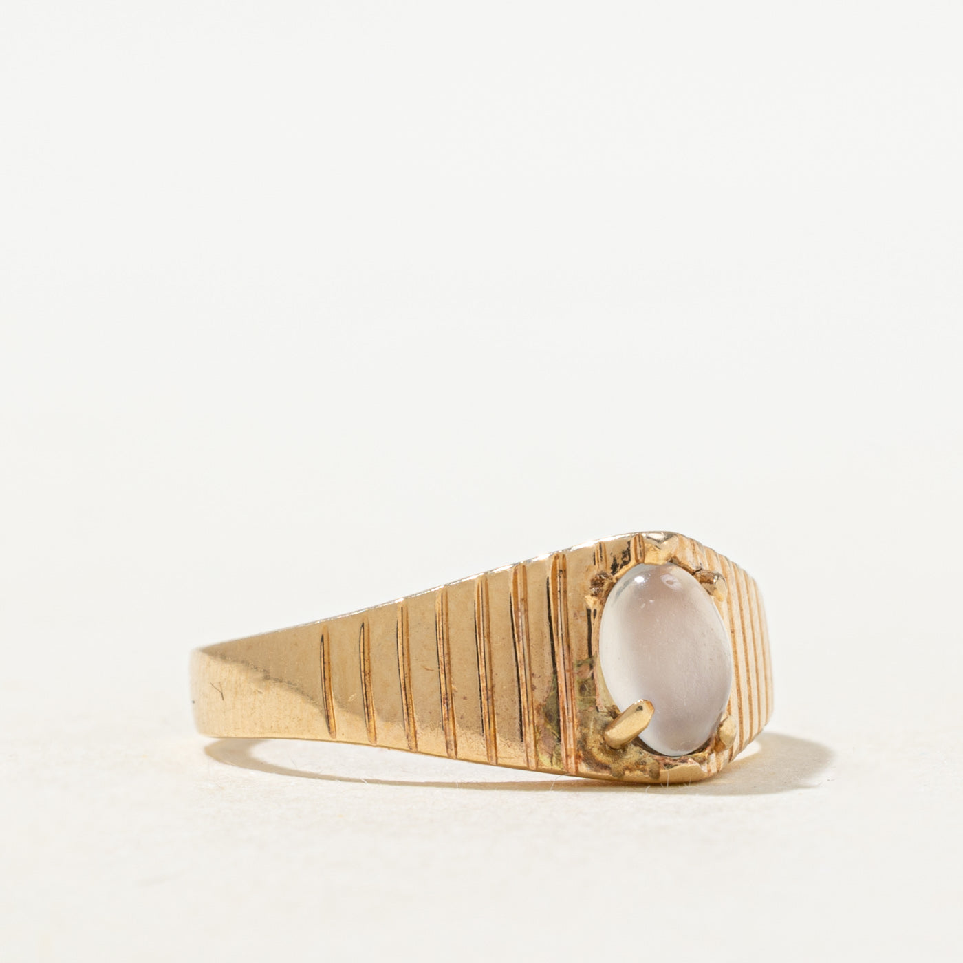 Cabochon Cut Moonstone Tapered Fluted Ring | SZ 6.25 |
