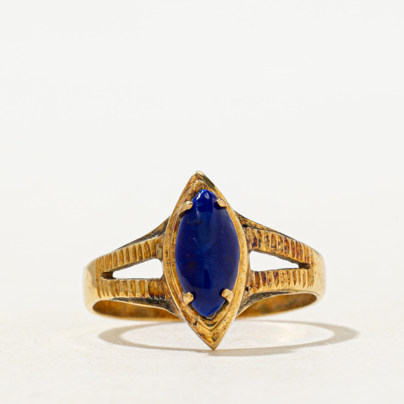 Lapis Split Shank Navette Ring | 0.6ct | SZ 5.75 |