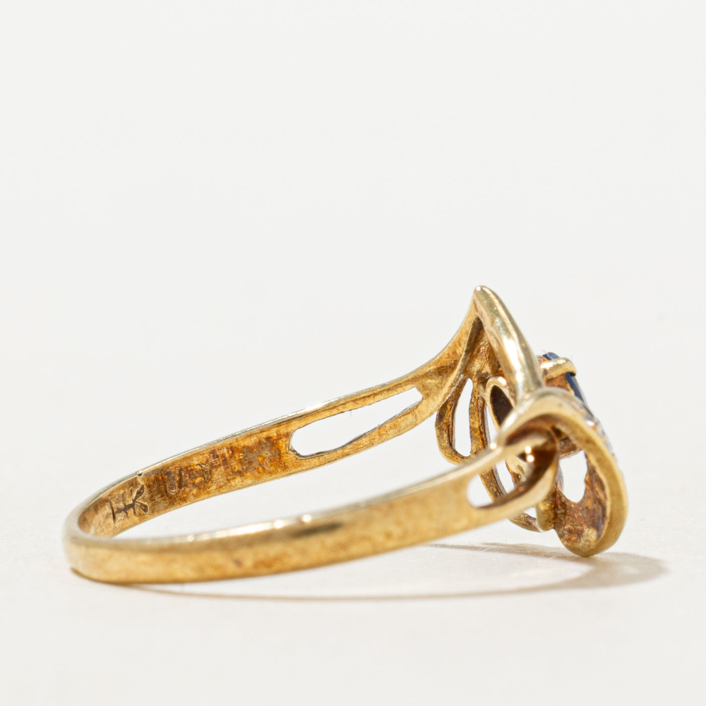 Sapphire & Diamond Openwork Heart Ring | 0.13ct, 0.01ctw | SZ 5.0 |